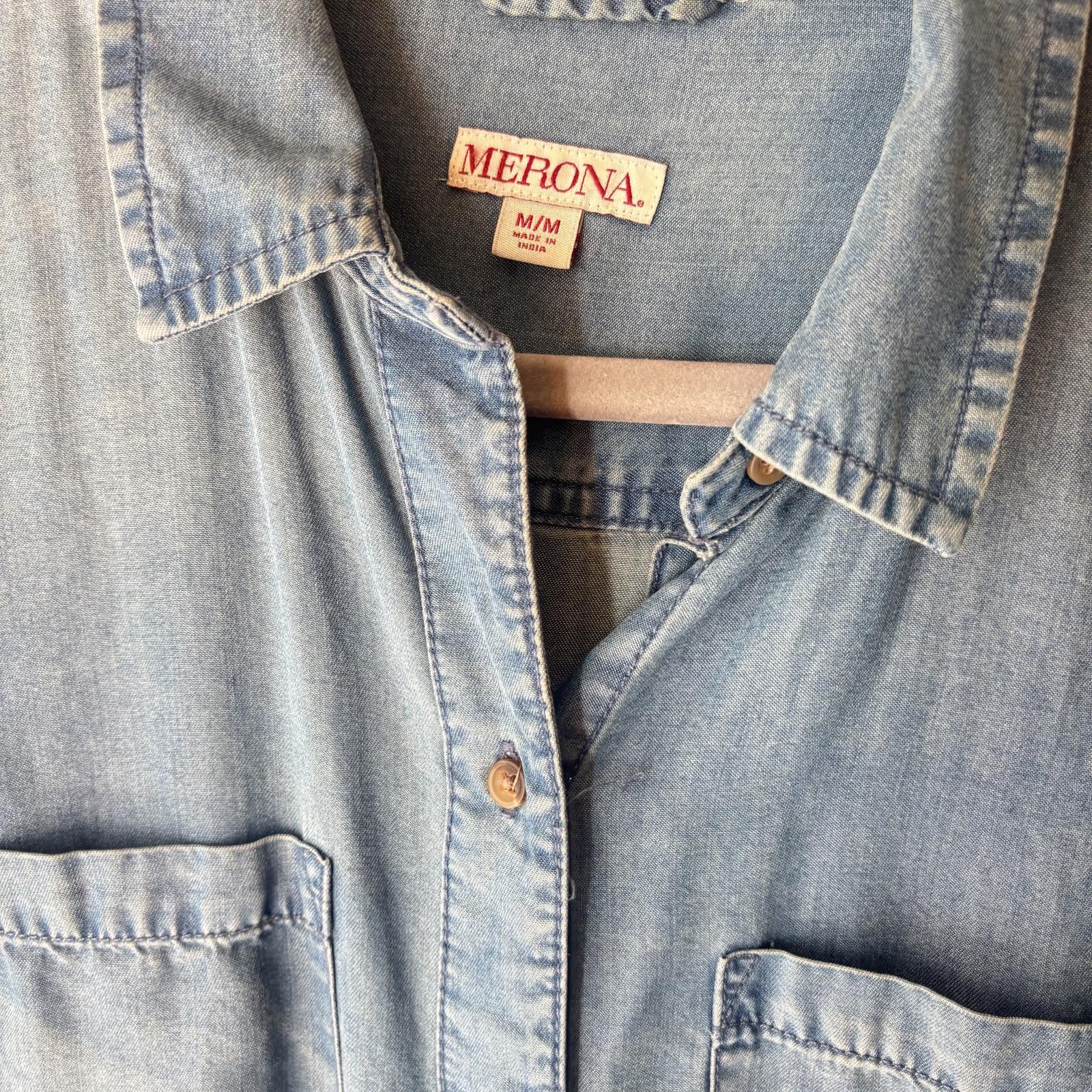 Merona Merona Light Wash Denim Shirt Dress Size M / US 6-8 / IT 42-44 - 4 Thumbnail