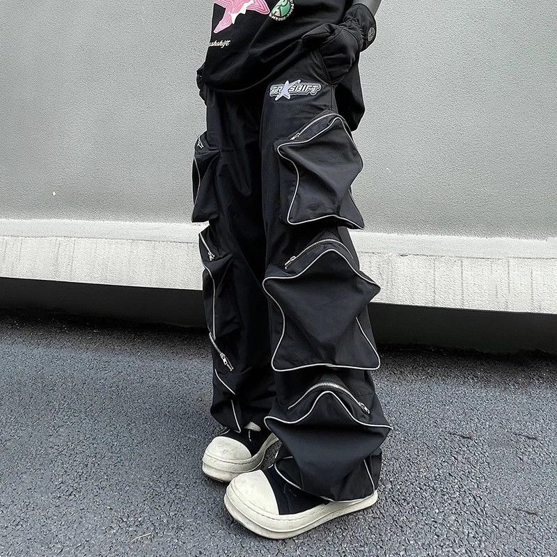 Designer Reflective pants with stars and pockets hip-hop Harajuku Size US 32 / EU 48 - 2 Thumbnail