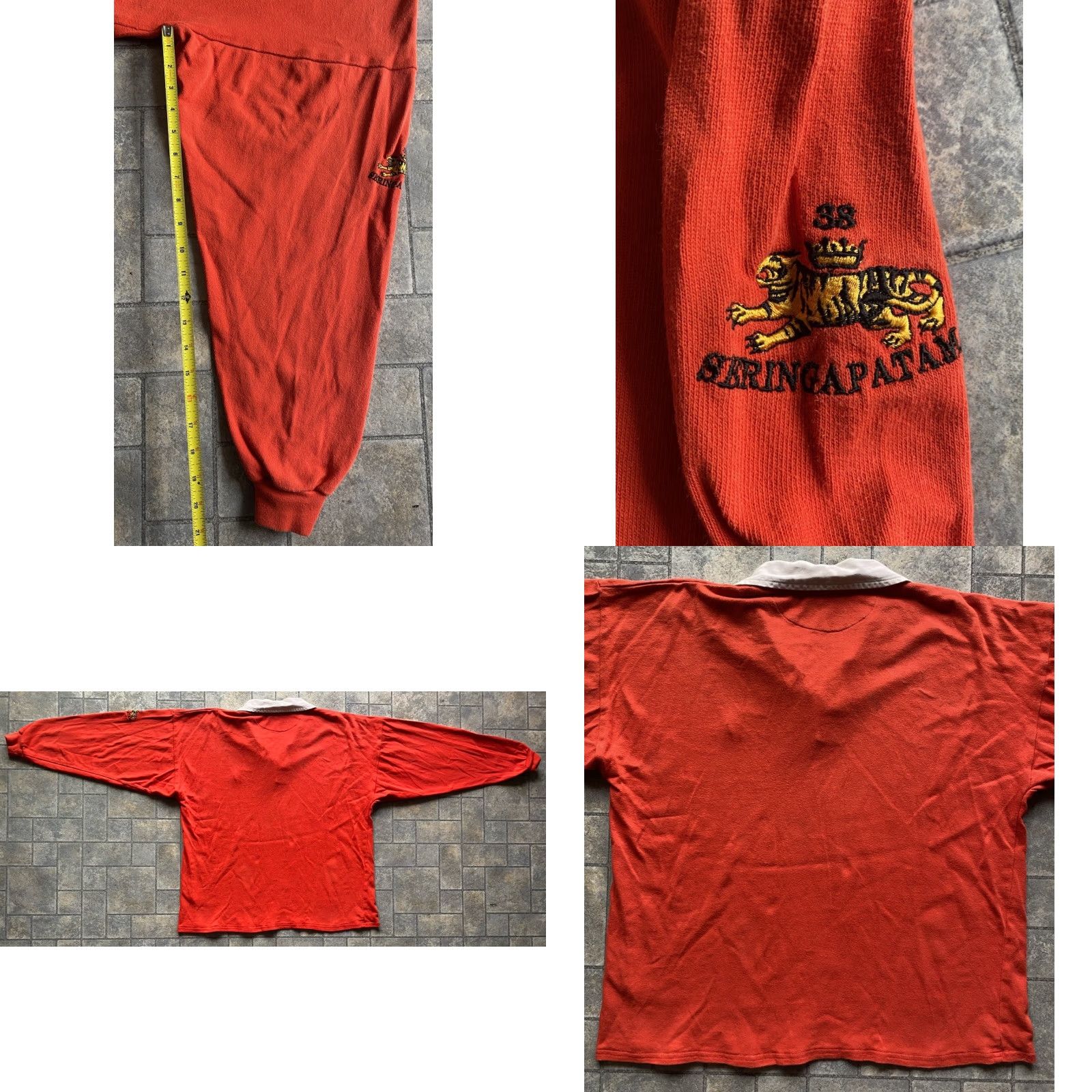 Vintage Moette Rugby Style Shirt Men’s XL Long Sleeve Polo Orange Flaws Wear Seringapatam Size US XL / EU 56 / 4 - 9 Thumbnail
