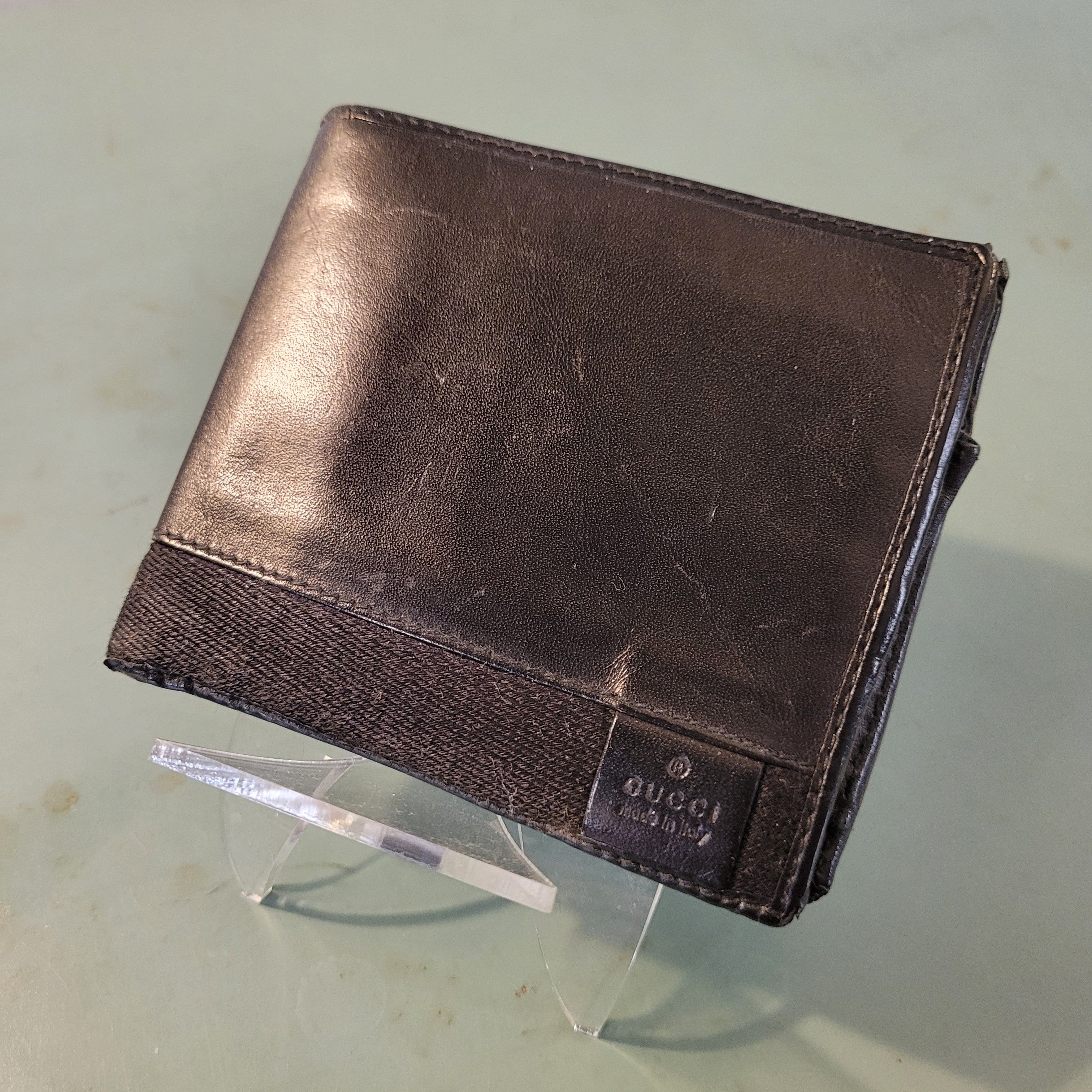 Gucci Gucci Bifold Black Leather and Canvas Wallet Size ONE SIZE - 1 Thumbnail
