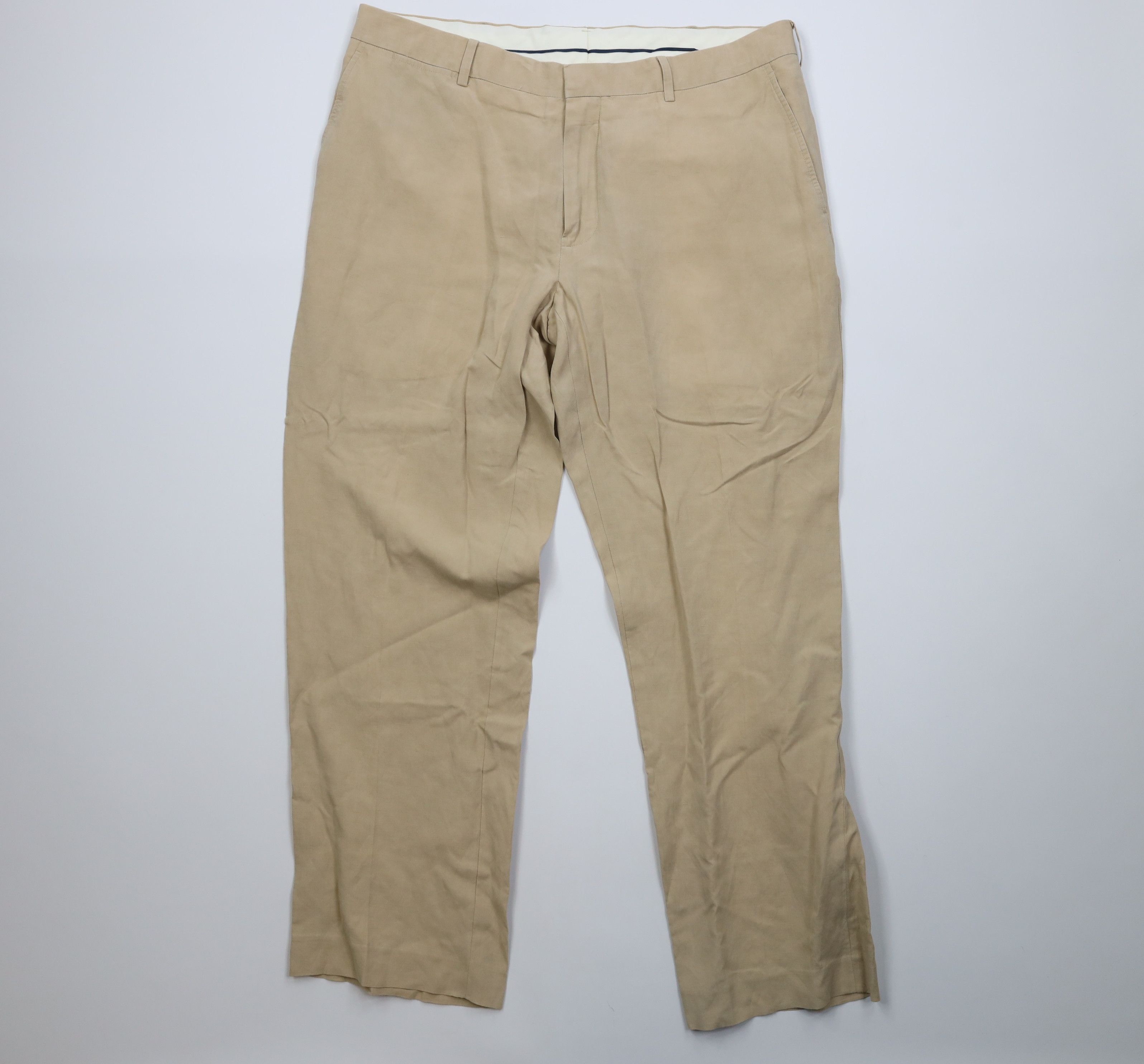 Ralph Lauren Vintage 90s Ralph Lauren Linen Wide Leg Chino Pants Beige Size US 36 / EU 52 - 1 Thumbnail