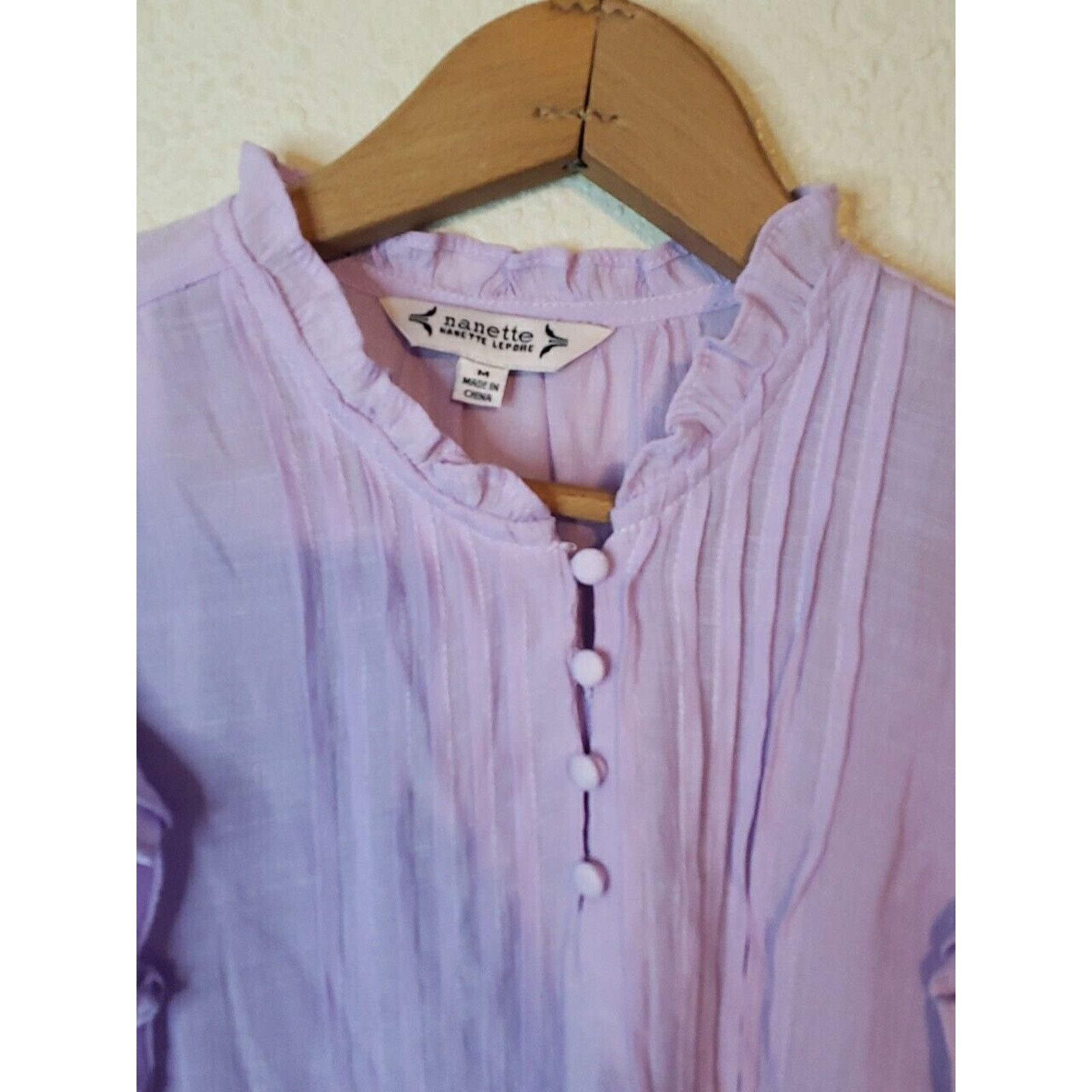 Nanette Lepore Nanette Light Purple High Neck Ruffle Sleeve Top medium Size M / US 6-8 / IT 42-44 - 4 Thumbnail