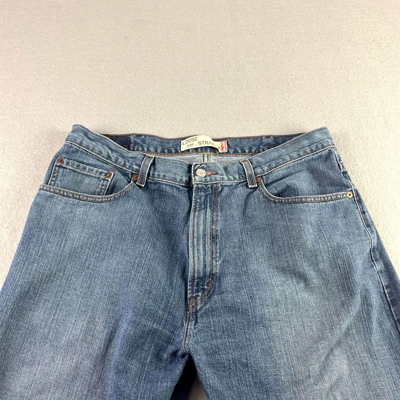 Levi's VINTAGE Levi's Jeans Mens 38x32 Blue 569 Loose Straight Denim Y2K Regular Inseam 30 Mens Jeans Brown Logo Size US 38 / EU 54 - 2 Thumbnail
