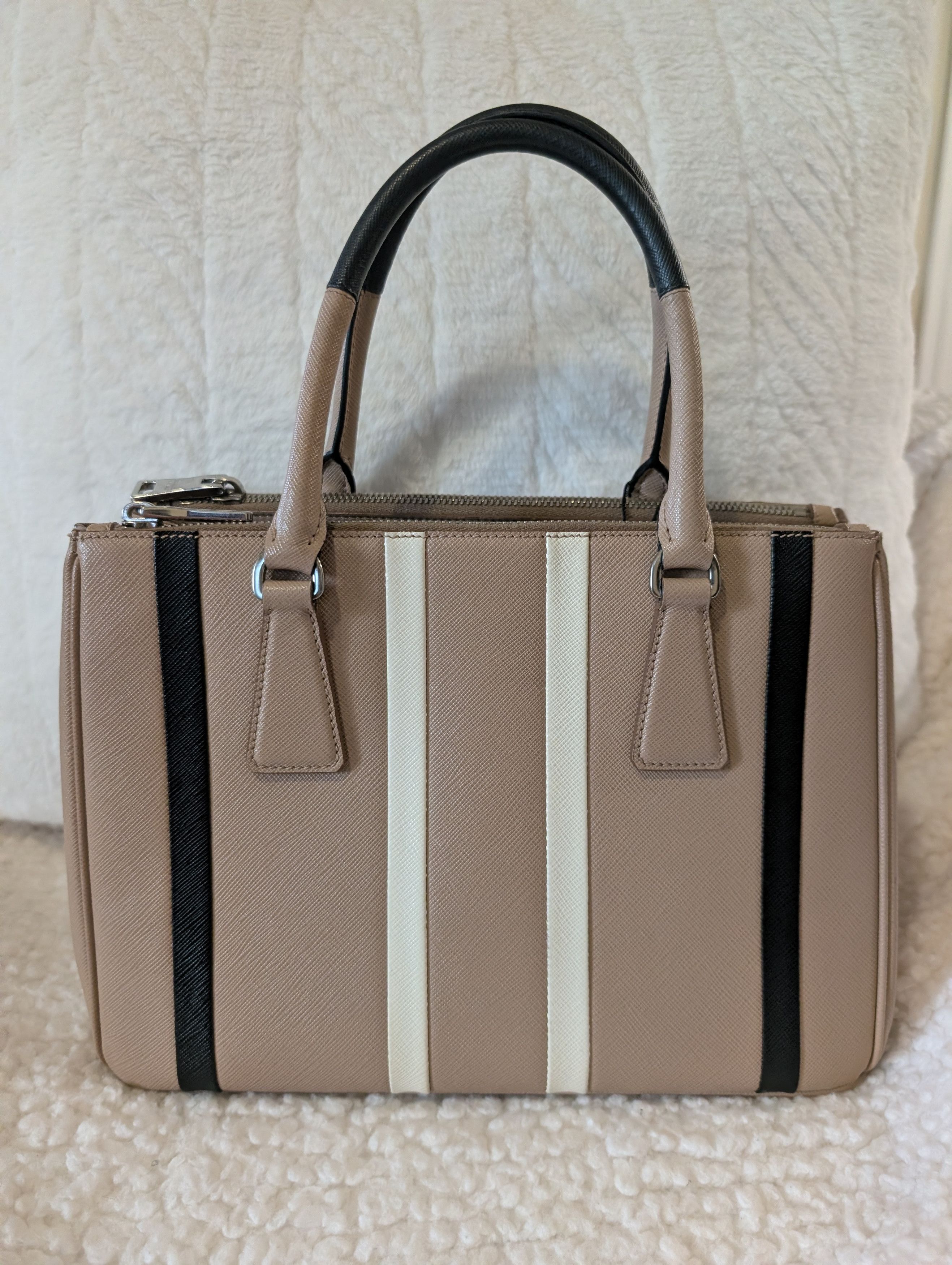 Prada PRADA tricolor stripe Saffiano Top Handle Satchel Size ONE SIZE - 5 Thumbnail