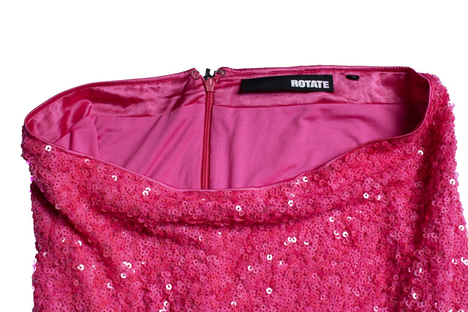 Rotate, pink sequinned skirt with back slit