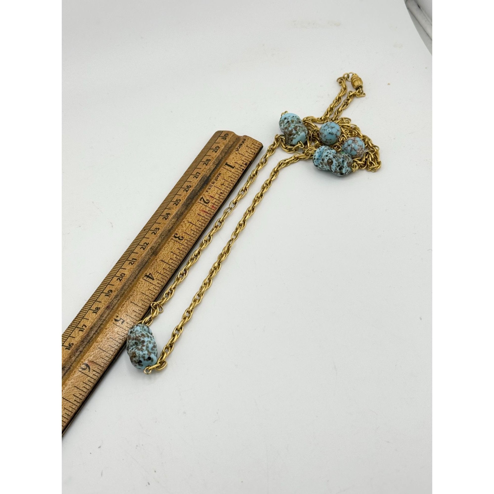 Vintage Vintage blue art glass beaded chain necklace Size ONE SIZE - 5 Thumbnail