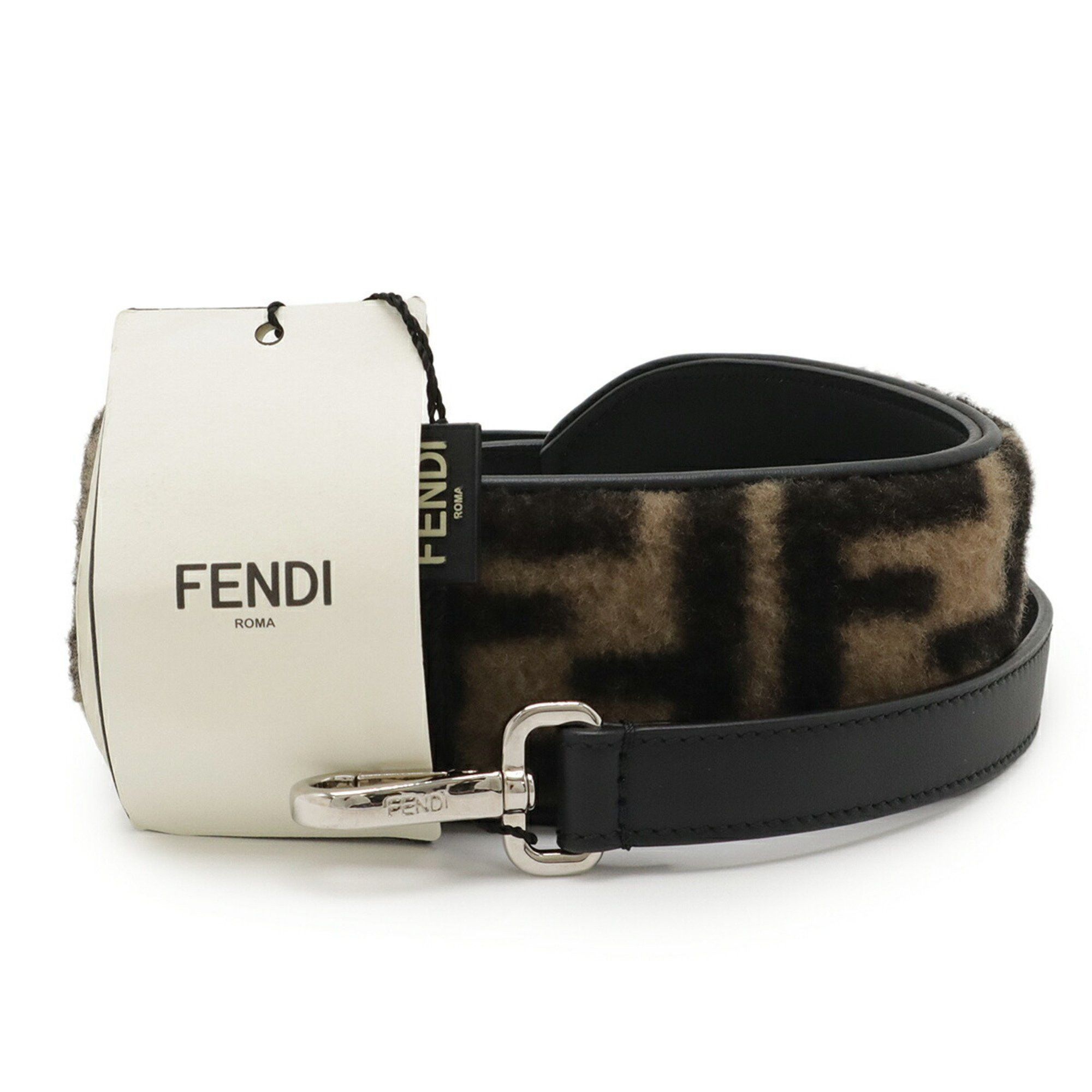 Fendi FENDI Zucca pattern shoulder strap for bags, fur and leather, beige black, 8AV122 Size ONE SIZE - 1 Thumbnail