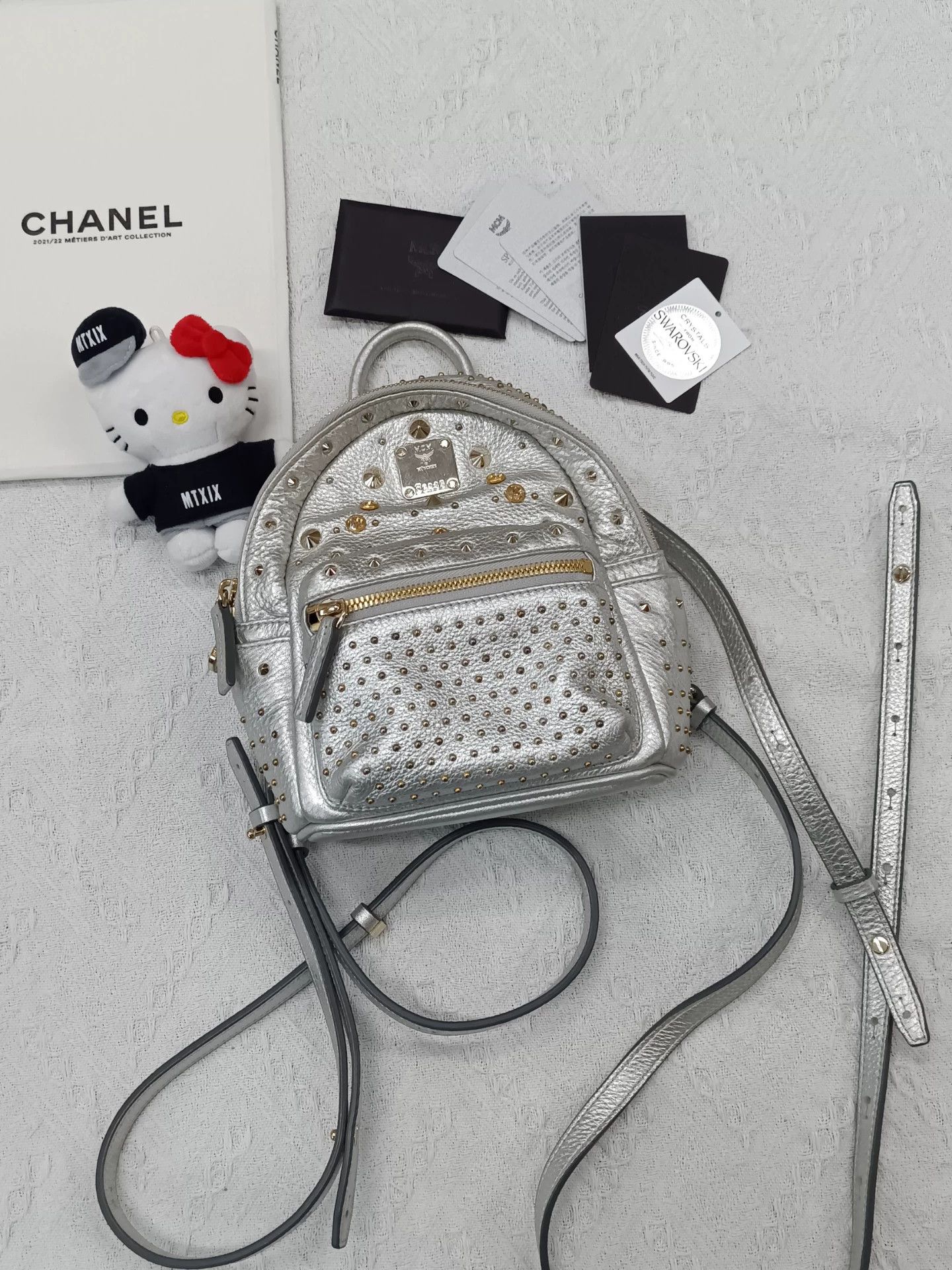 MCM MCM Silver Studded Backpack 17x19 (No Handle) Size ONE SIZE - 1 Thumbnail