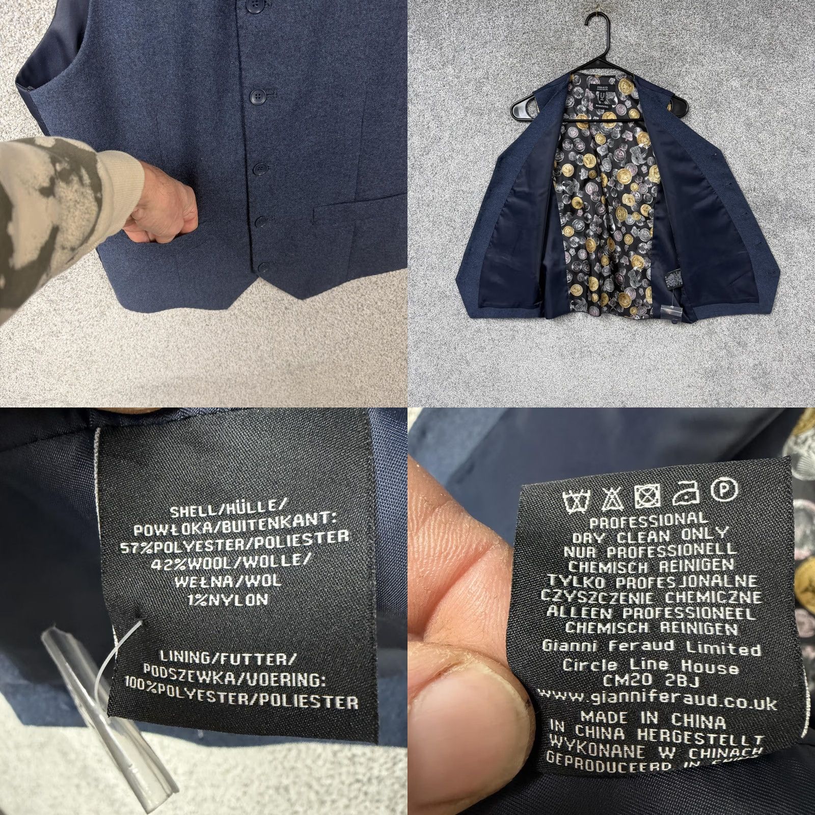 Gianni Feraud VINTAGE Gianni Feraud 2 Piece Suit Blue Tweed Blazer Vest Coin Lining Formal Y2K Prom Jacket & Waistcoat Mens 38 Regular 2 Piece Suit Size 38R - 10 Thumbnail