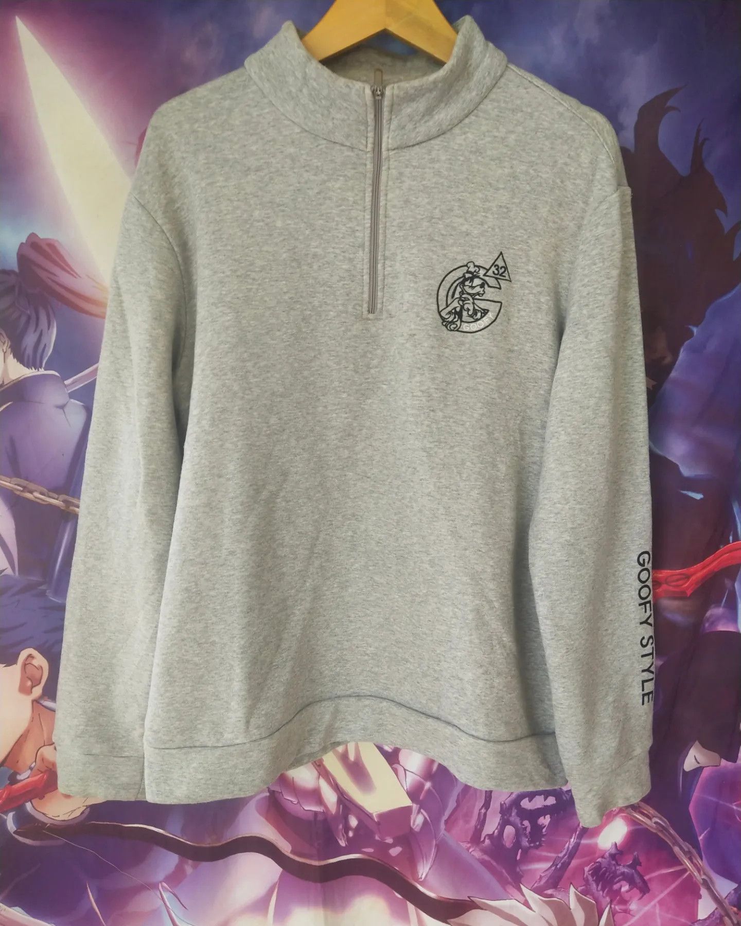 Disney Goofy Halfzip Grey Cartoon Movie Jacket