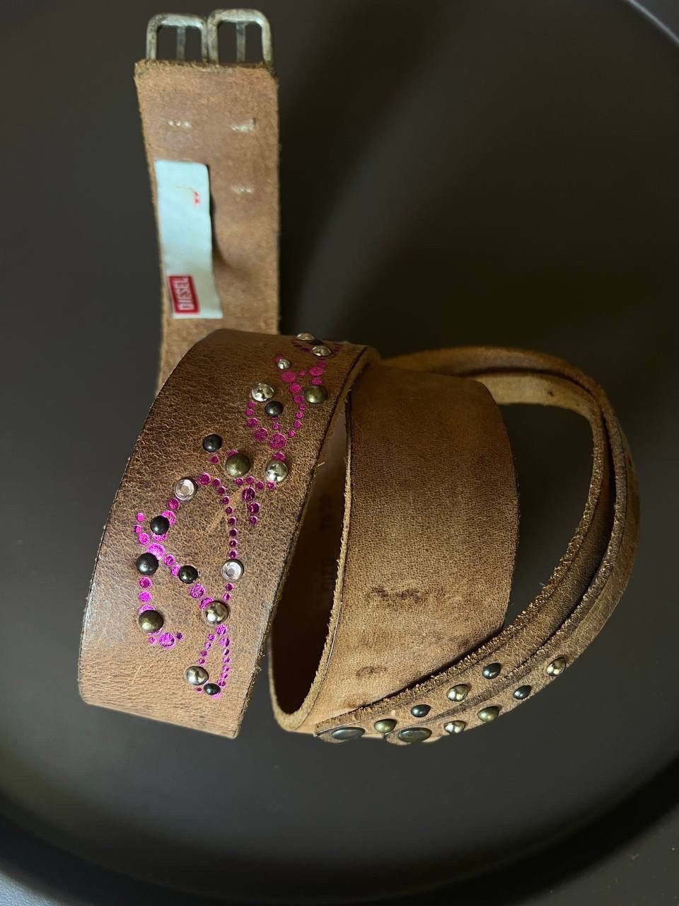 Diesel × Vintage Vintage Diesel western double cowboy rhinestone leather belt Size ONE SIZE - 4 Thumbnail