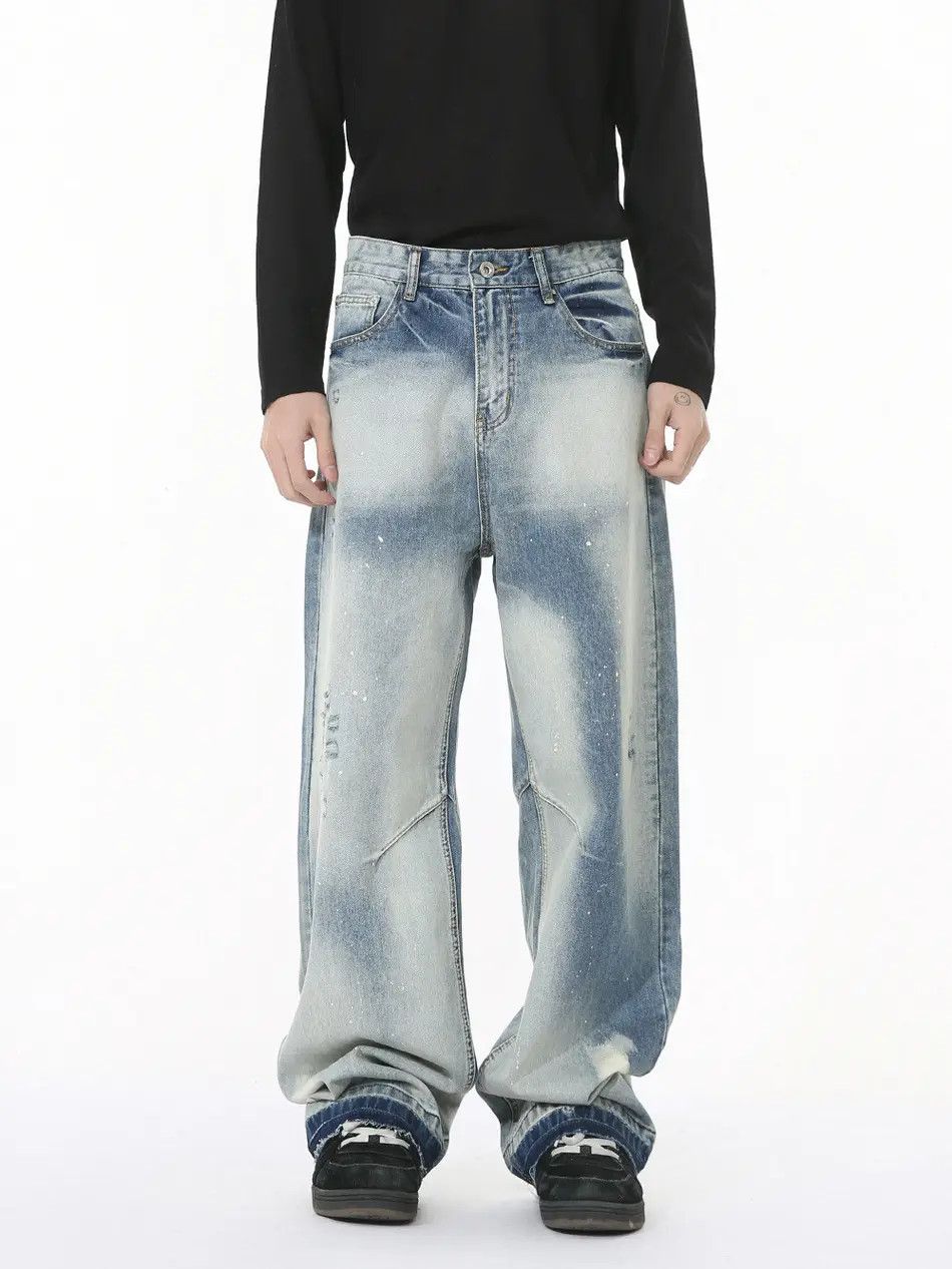 Japanese Brand Retro loose straight leg fringed jeans Size US 32 / EU 48 - 6 Thumbnail