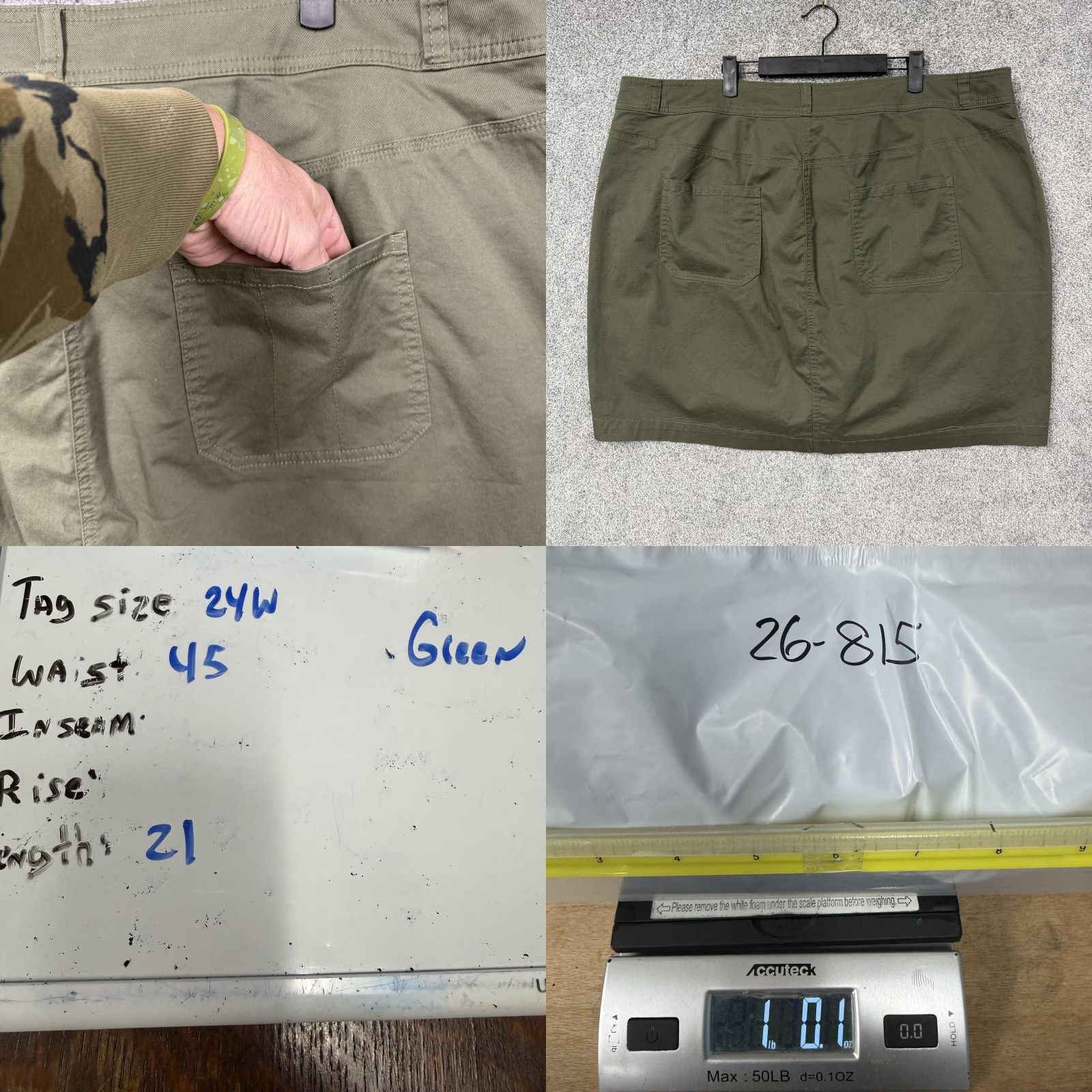 Vintage CJ Banks Skort Women 24W Plus Green Twill Pockets Knee Length Skirt Lined Stretch Casual Travel Vintage No Size 42" / US 20 - 10 Thumbnail