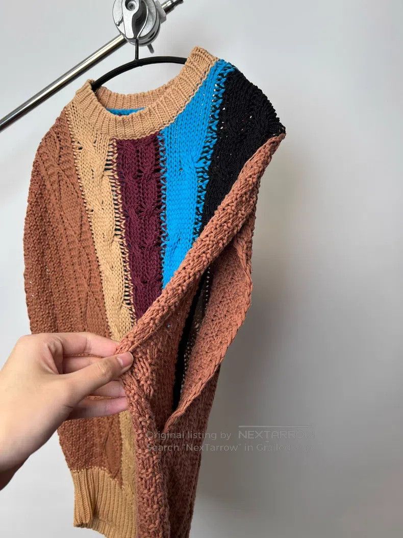 Dries Van Noten DRIES VAN NOTEN Chunky Knit Color-blocked Oversized Knit V Size US L / EU 52-54 / 3 - 5 Thumbnail