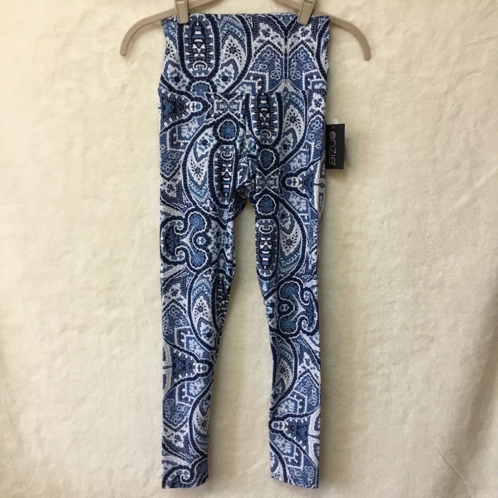 Other ONZIE Blue Pattern High Waist Basic Midi Leggings Size 24" / US 00 / IT 34 - 1 Thumbnail