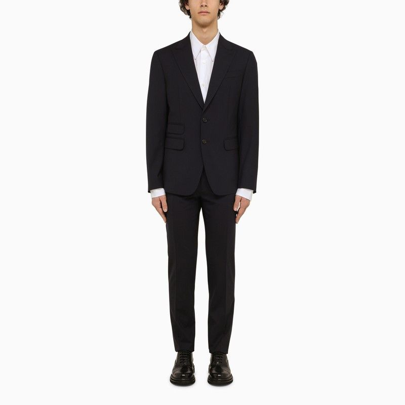 image of Dsquared2 Navy Single-Breasted Wool Suit in Blue, Men's (Size 2XL)