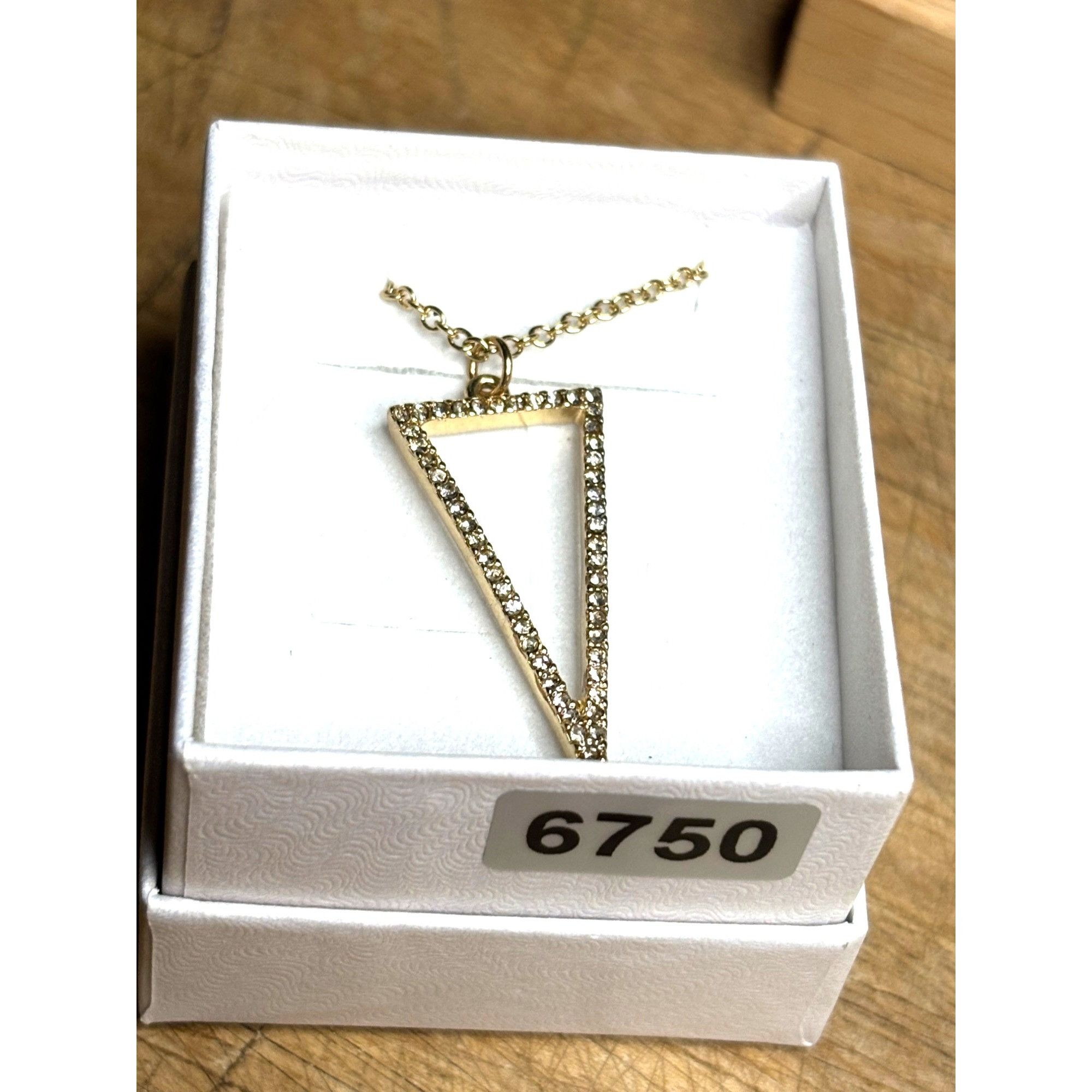 Other Gold Chain Necklace With Rhinestone Triangle Pendant Size ONE SIZE - 1 Thumbnail