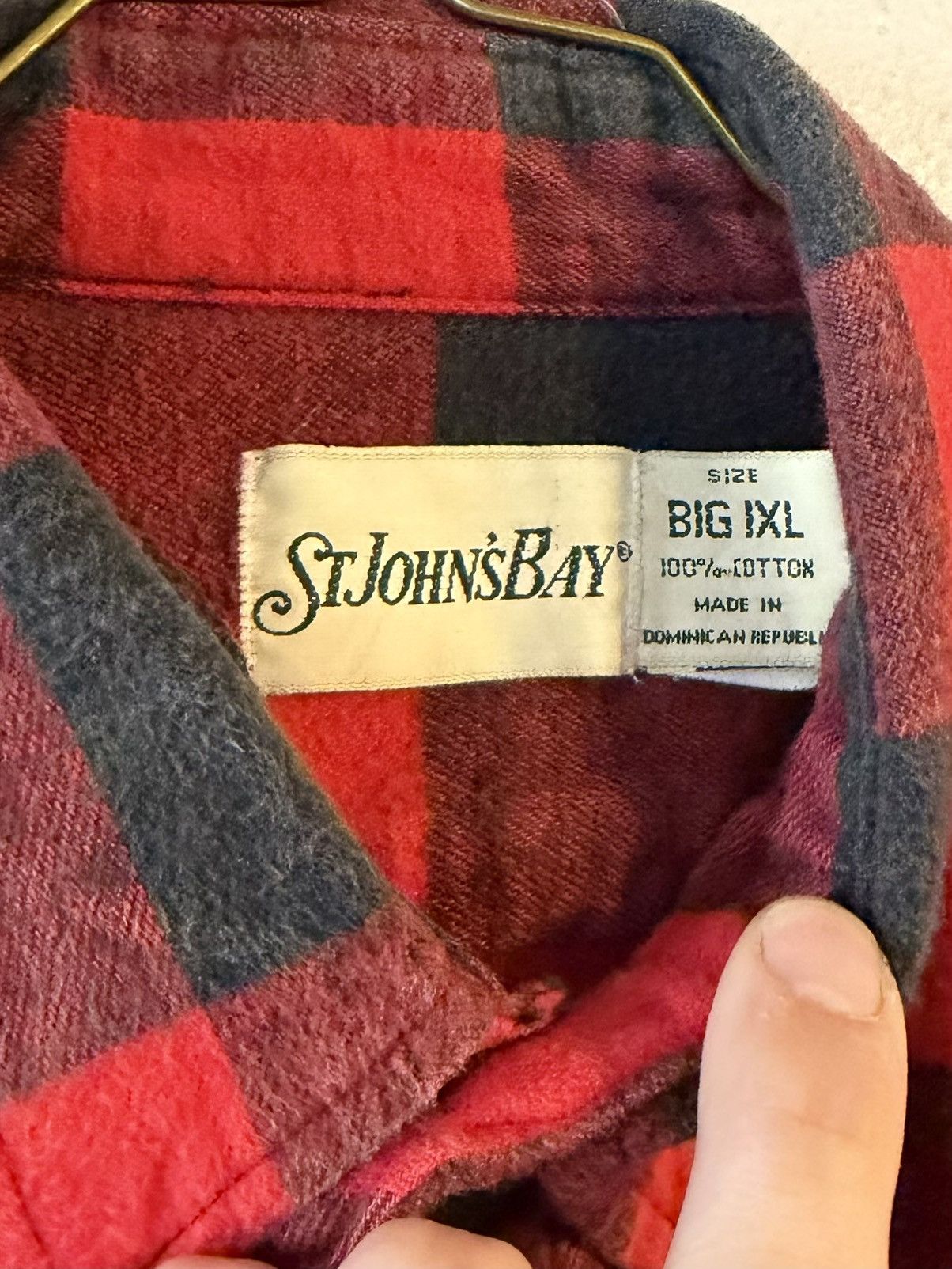 St. Johns Bay 90s red & green buffalo plaid 100% cotton flannel Size US XL / EU 56 / 4 - 5 Thumbnail