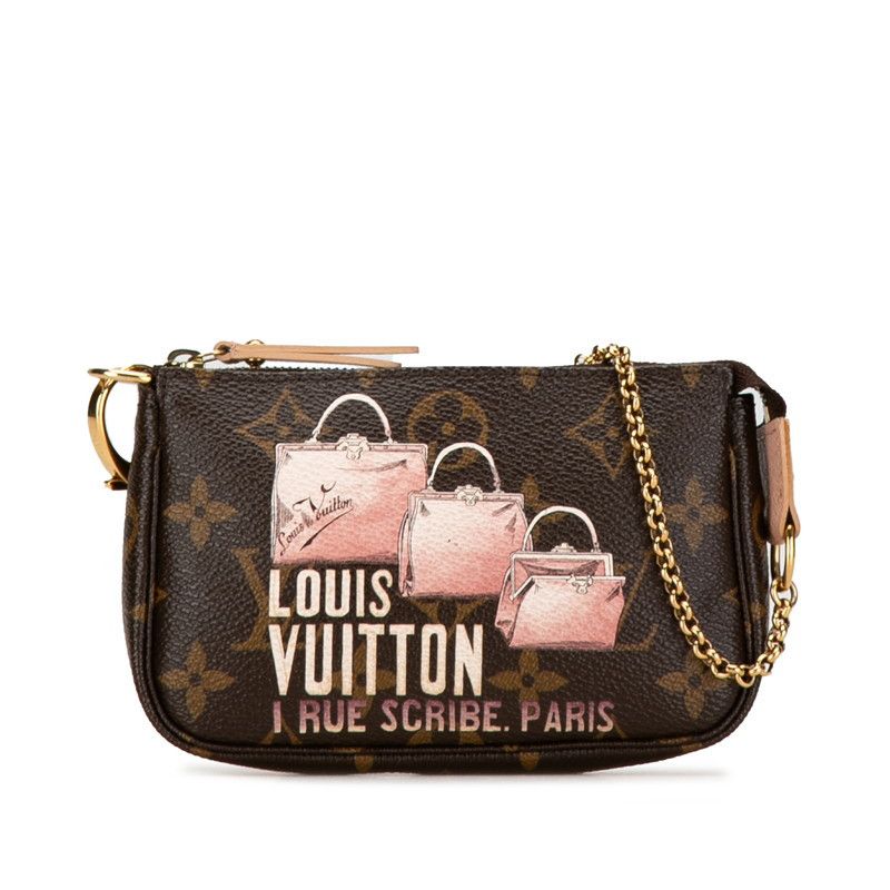 Louis Vuitton Louis Vuitton Louis Vuitton Monogram Mini Pochette Accessoires Brown PVC Leather M60245 Canvas Clutch Bag M60245 in Great Condition Size ONE SIZE - 1 Thumbnail