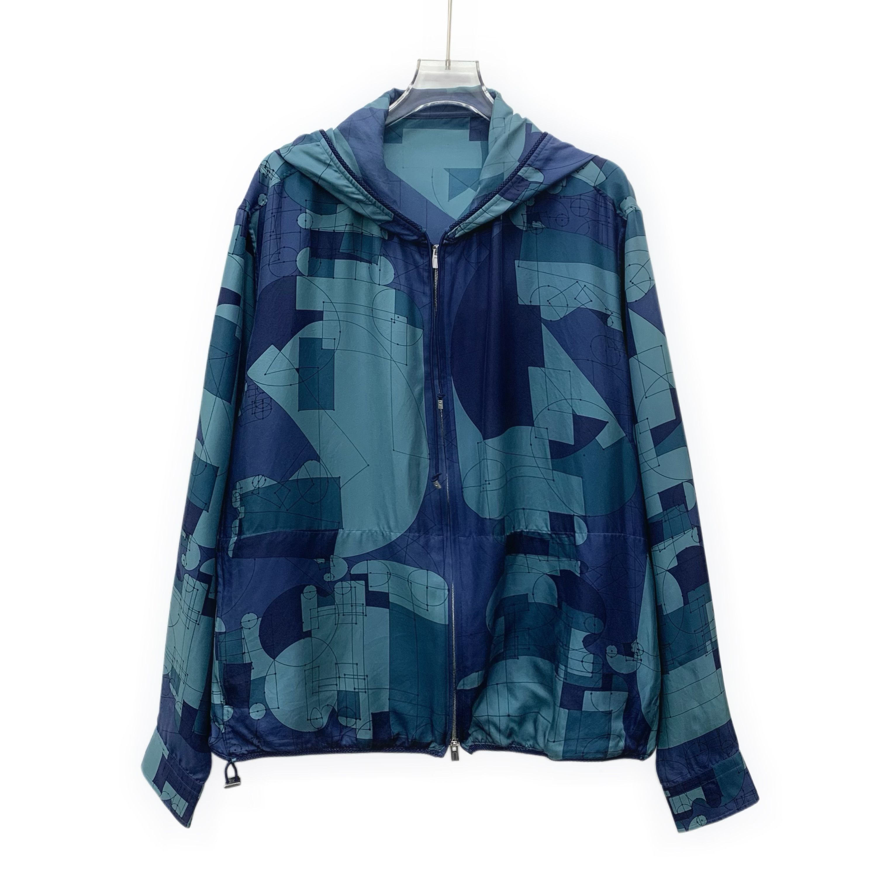 Hermes Hermes Silk Hoodie Geometric Jacket (42) Size US XS / EU 42 / 0 - 1 Thumbnail