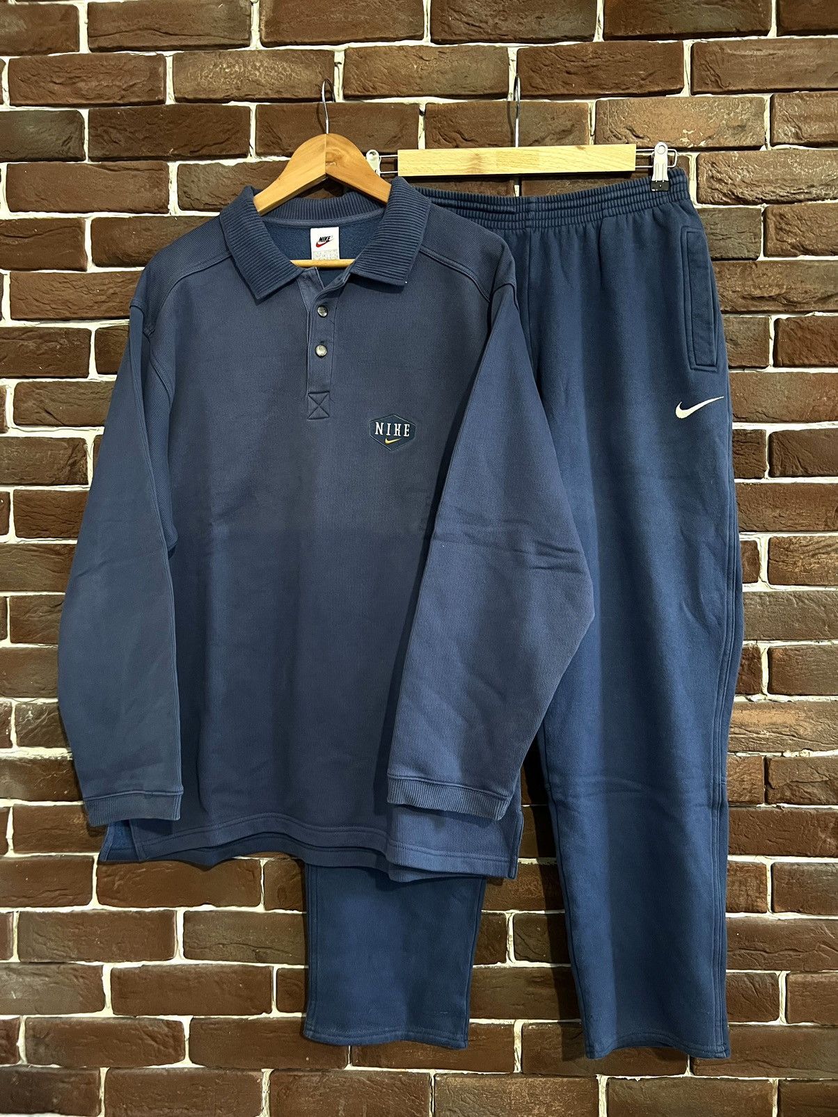 Nike Rare 90s Vintage Nike Swoosh Logo Sweat Set Pants Crewneck L Size US L / EU 52-54 / 3 - 1 Thumbnail