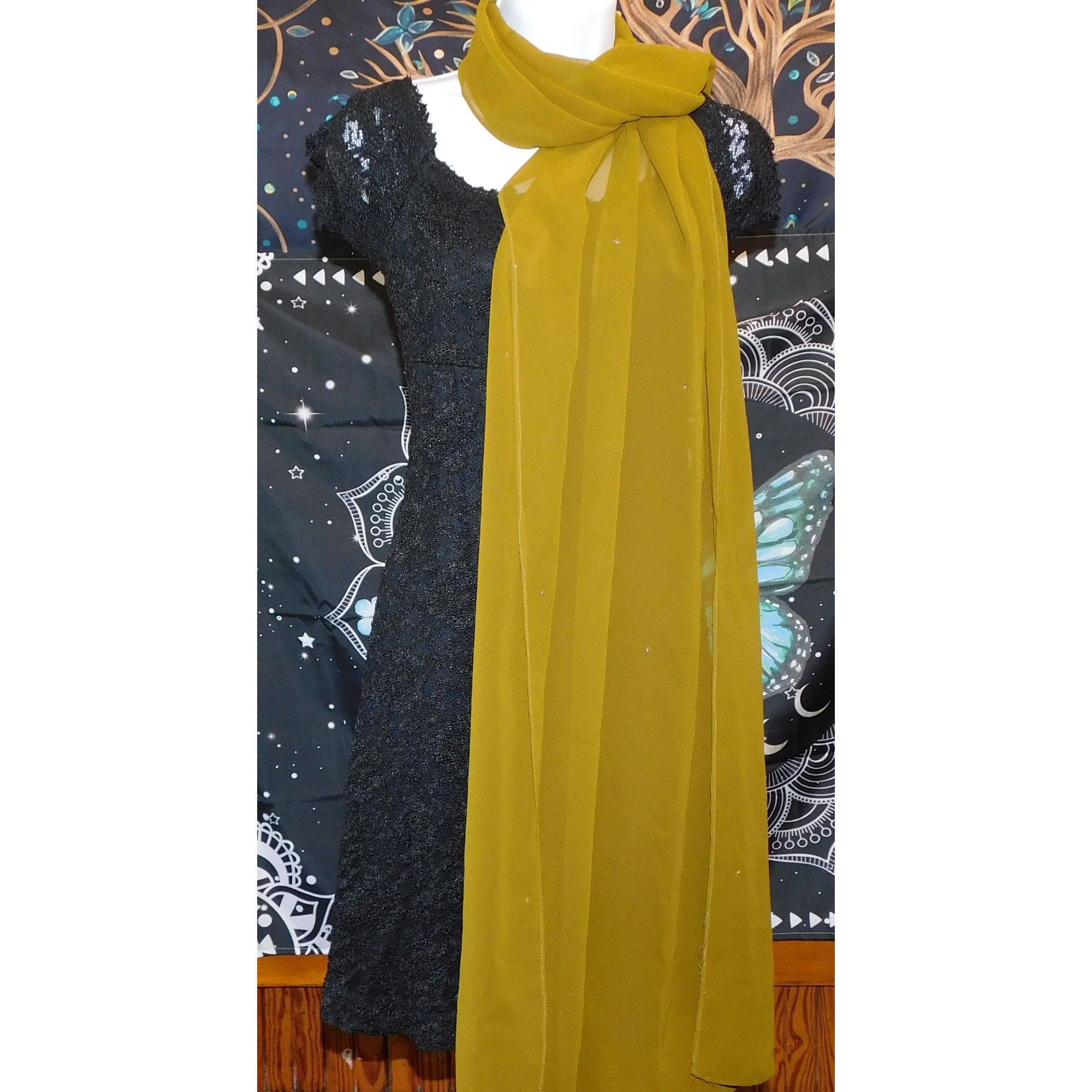 Other Olive Chiffon Wrap Scarf With Sequin Accents 96x28 Inches Size ONE SIZE - 2 Thumbnail
