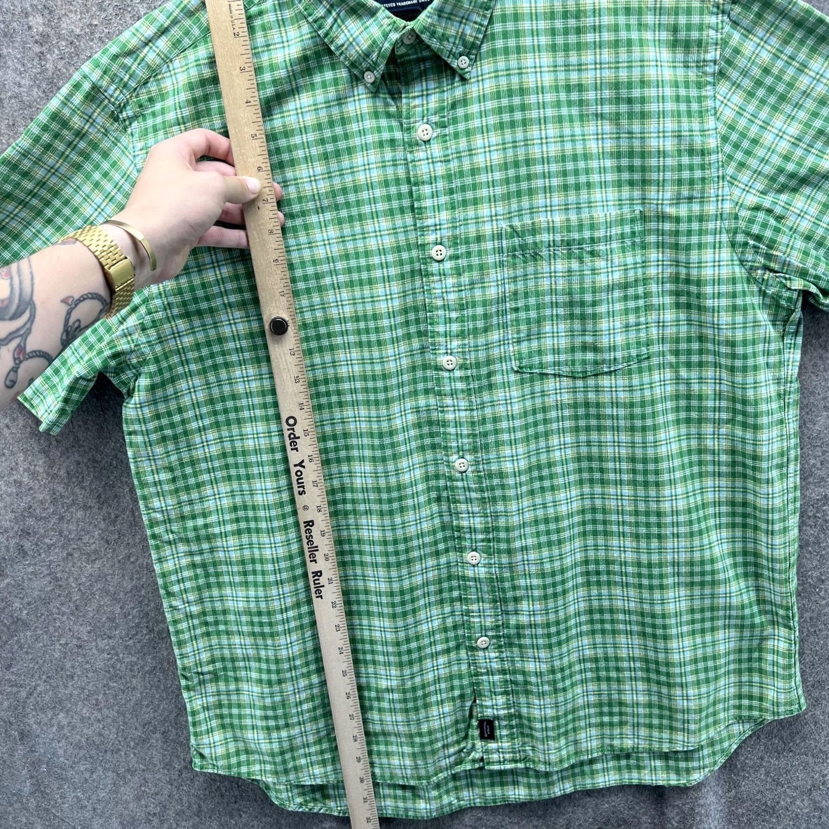 Abercrombie & Fitch VINTAGE Abercrombie & Fitch Shirt Mens XL Green Plaid Button-Down Short Sleeve Cotton Size US XL / EU 56 / 4 - 5 Thumbnail