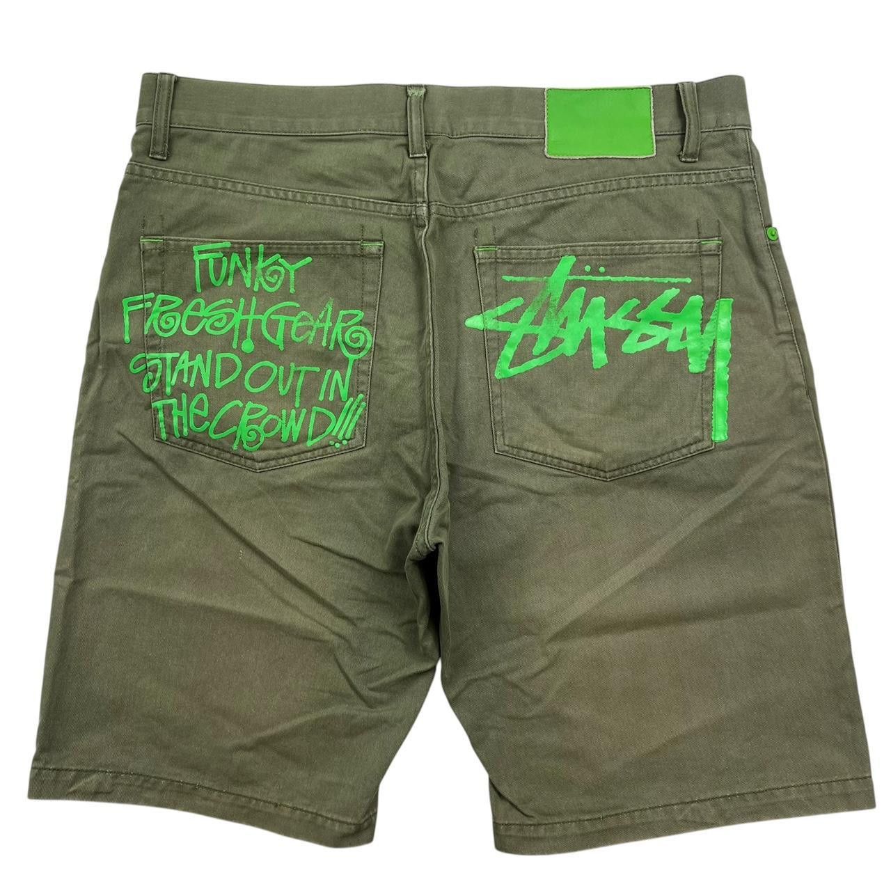 Vintage Stussy Funky Fresh Gear Spellout Shorts - Waist: 34”