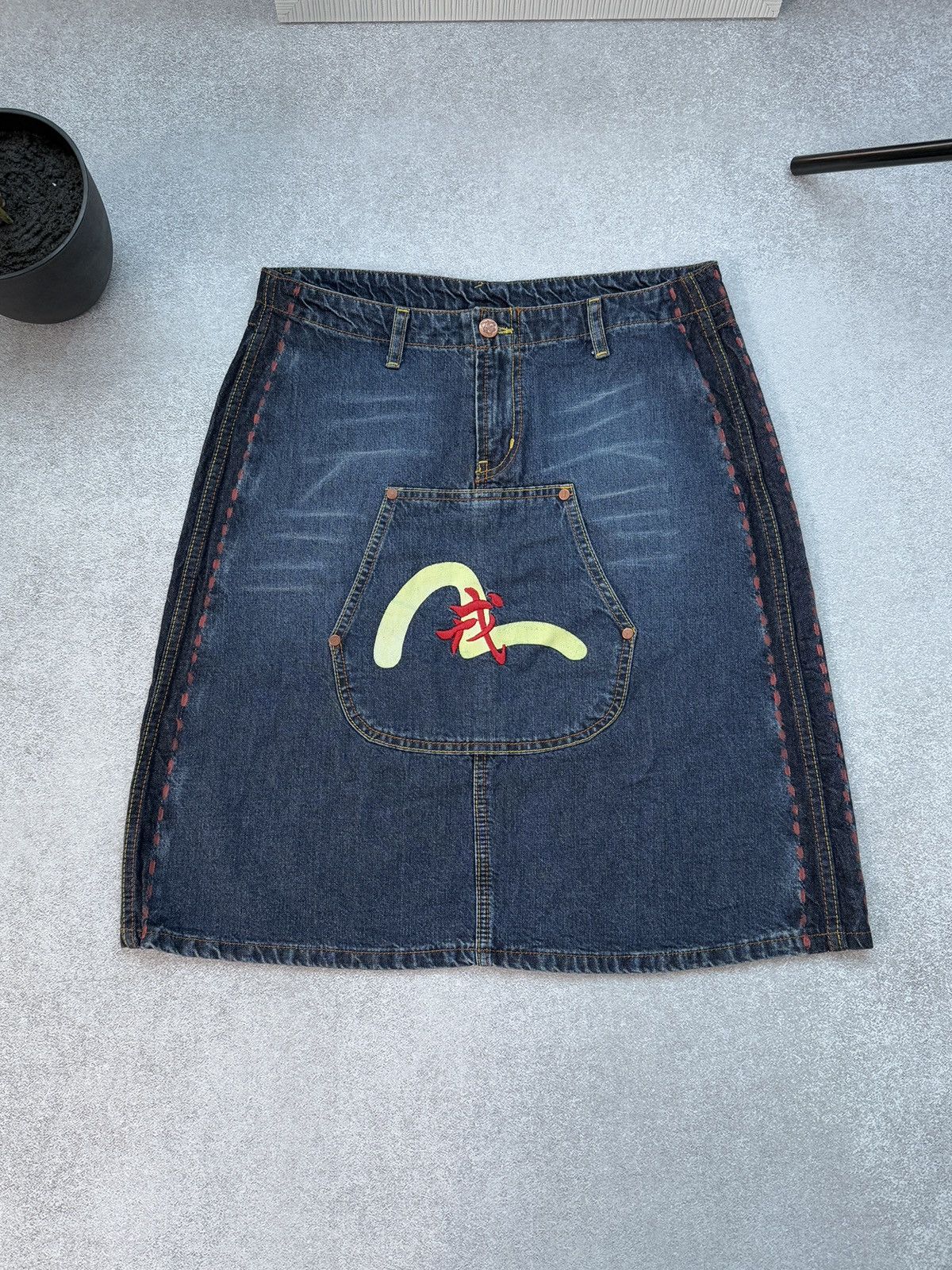 Evisu Evisu Denim Skirt Vintage Womens Y2K Blue Button Japan Style Size 31" - 1 Thumbnail