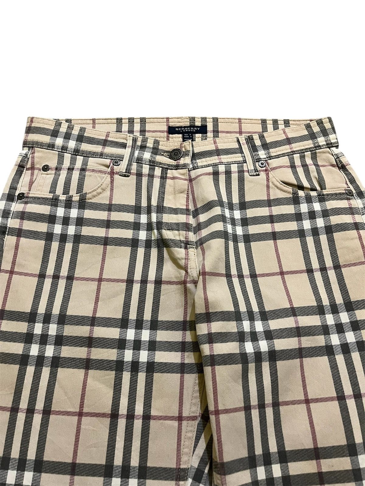 Burberry 2000s Christopher Bailey Era Y2K Nova Check Flared Trousers Size 28" / US 6 / IT 42 - 3 Thumbnail