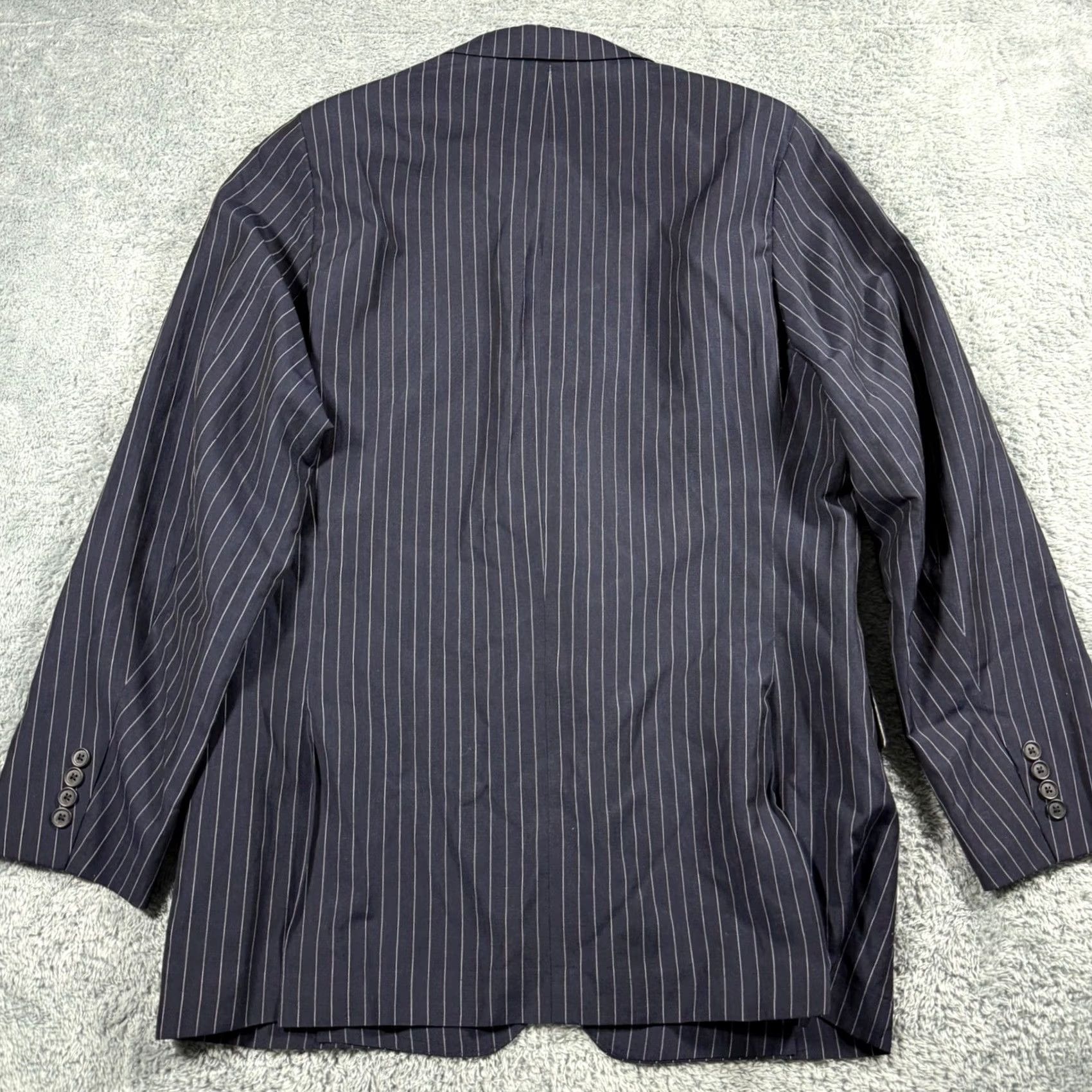 Brooks Brothers Brooks Brothers Regent Blazer Jacket Navy Pinstripe Wool Linen Unstructured 46L Mens Size 46R - 7 Thumbnail