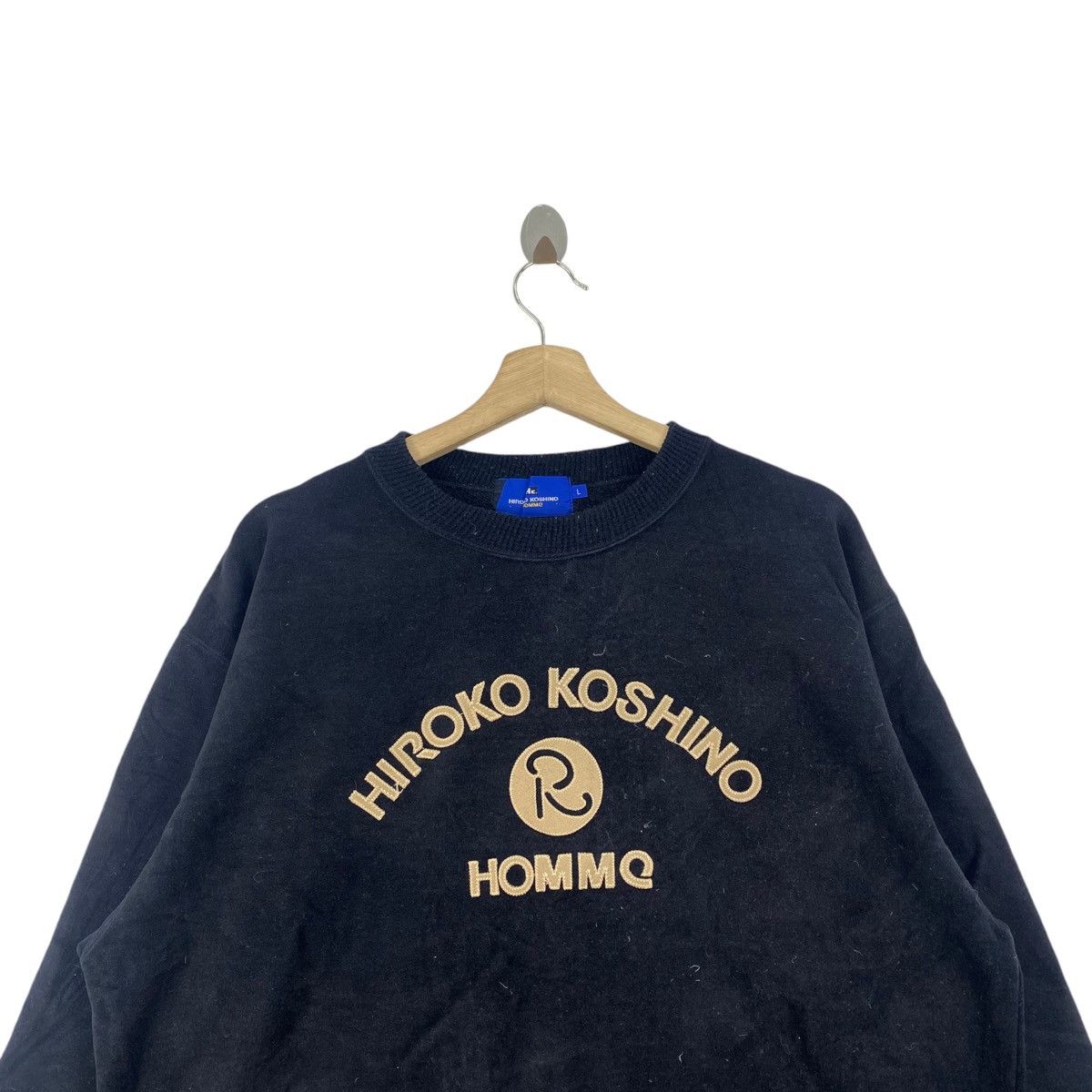 Hiroko Koshino Homme HIROKO KOSHINO Homme Embroidered Brand Black Sweatshirt Size US L / EU 52-54 / 3 - 2 Thumbnail