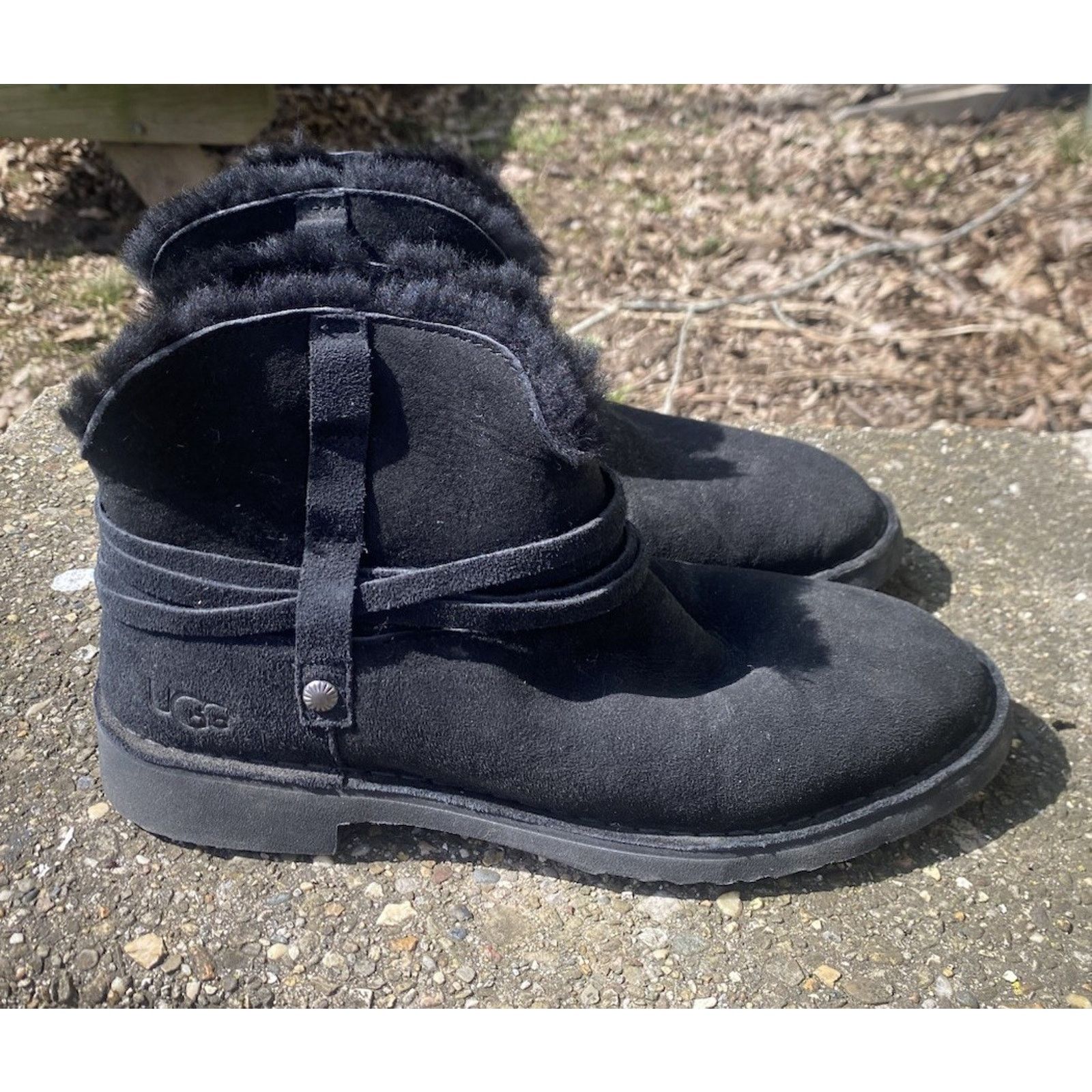 Ugg UGG Boot Black Women's 9 Black Suede Shearling Slip On Size US 9 / IT 39 - 1 Thumbnail