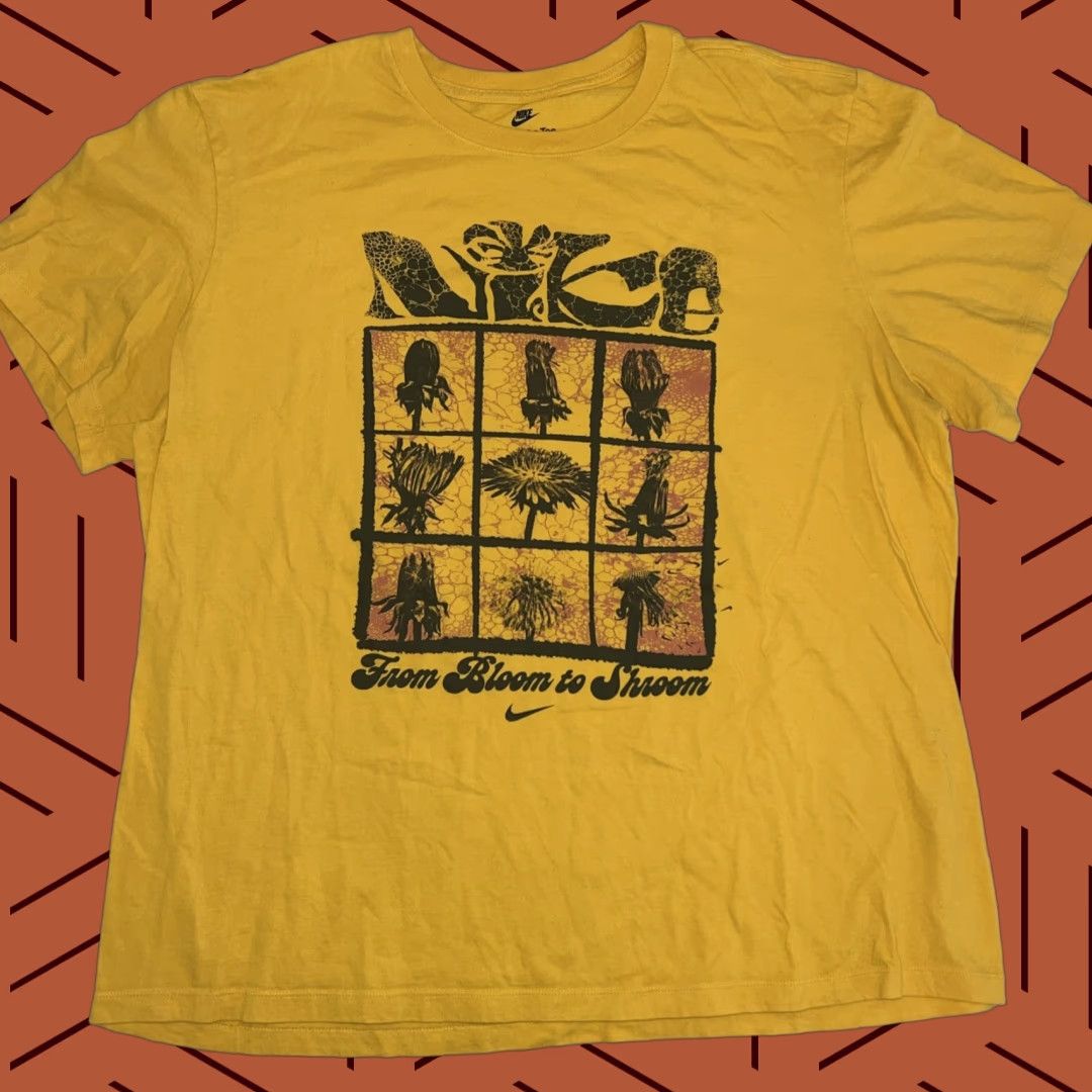 Nike Nike Tee Shirt Yellow 2XL Short Sleeve Graphic Print Trippy Mushroom Retro Rainbow Trippers Logo Limited Edition Mens Shirt Size US XXL / EU 58 / 5 - 1 Thumbnail