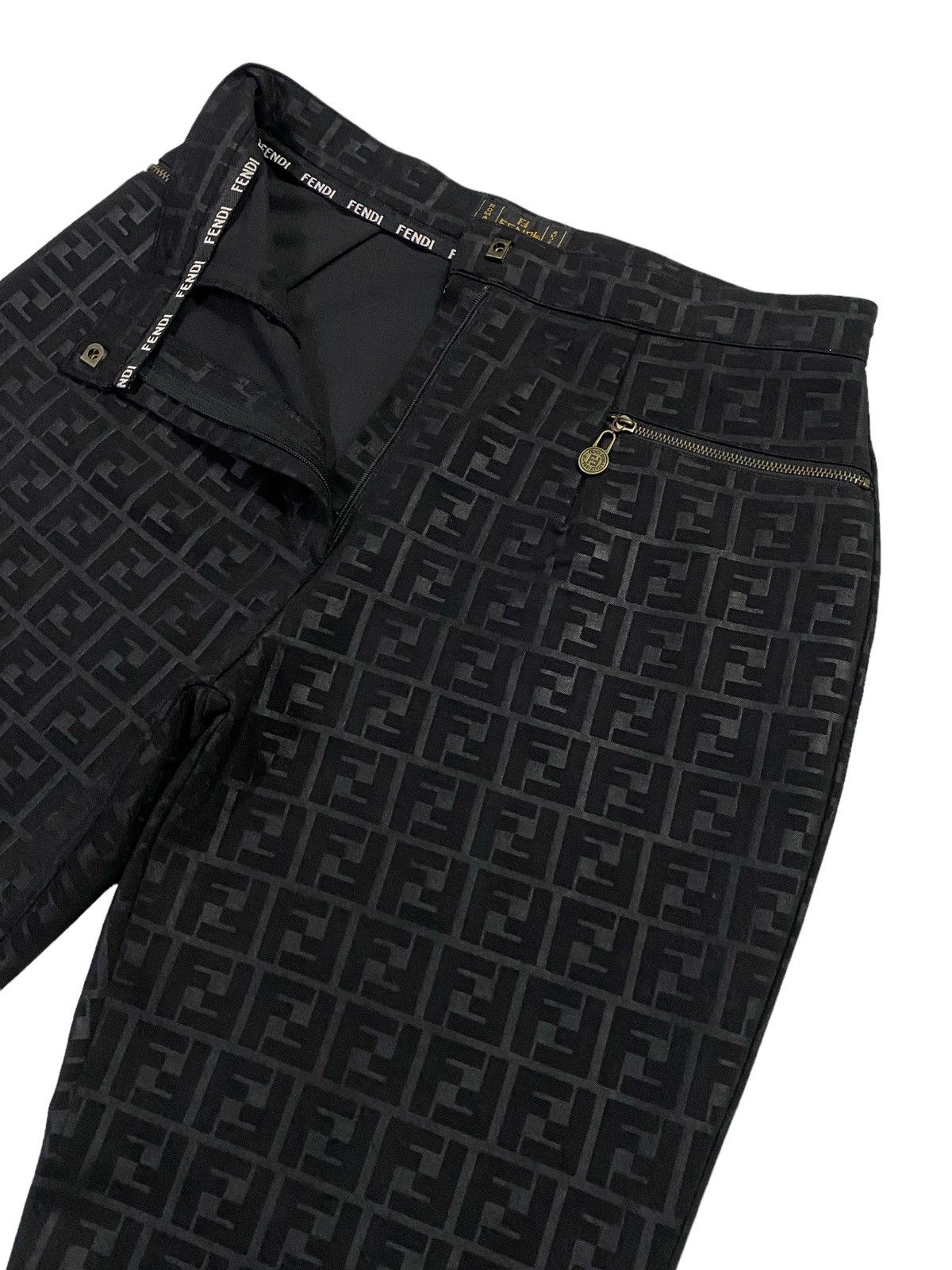 Fendi Vintage Fendi Zucca Monogram Stretch Black Pants Size US 29 - 16 Thumbnail