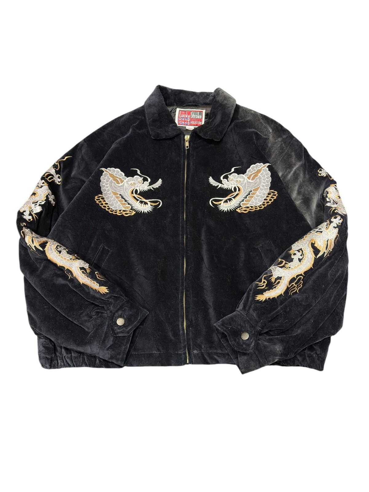 Vintage Vintage 90s Houston Velvet Sukajan Souvenir Jacket Sunfaded Size US L / EU 52-54 / 3 - 3 Thumbnail