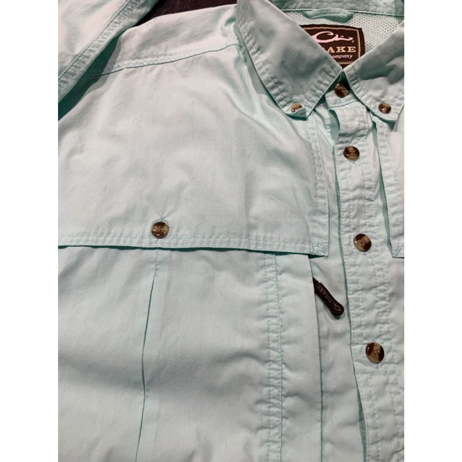 Vintage VINTAGE Drake Men Plaid Button Up Long Sleeve Shirt Aqua Large Regular Fit Outdoor Pockets Mens Size US L / EU 52-54 / 3 - 4 Thumbnail