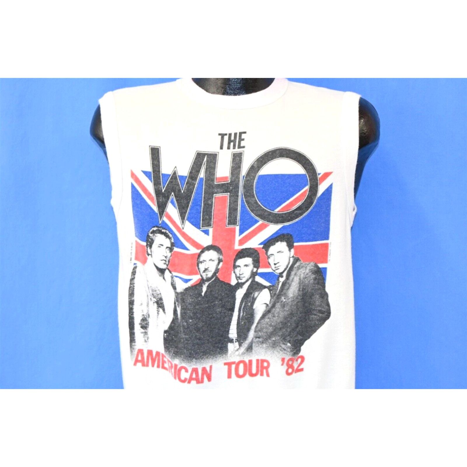 image of Vintage 80's The Who Band 1982 American Tour Sleeveless Rock Sweatshirt Small S in White, Men's