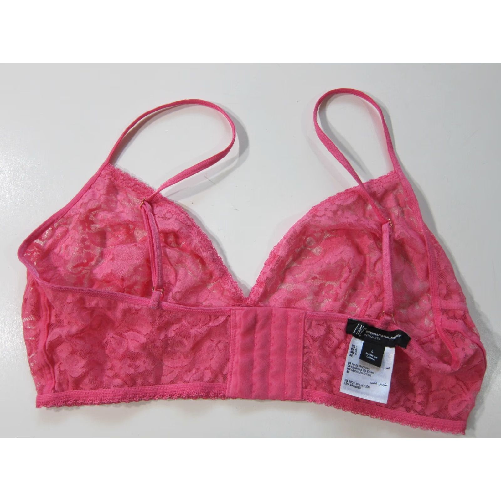 Vintage INC International Concepts Pink Lace Spaghetti Strap Bralette Bra Women Large Size ONE SIZE - 4 Thumbnail