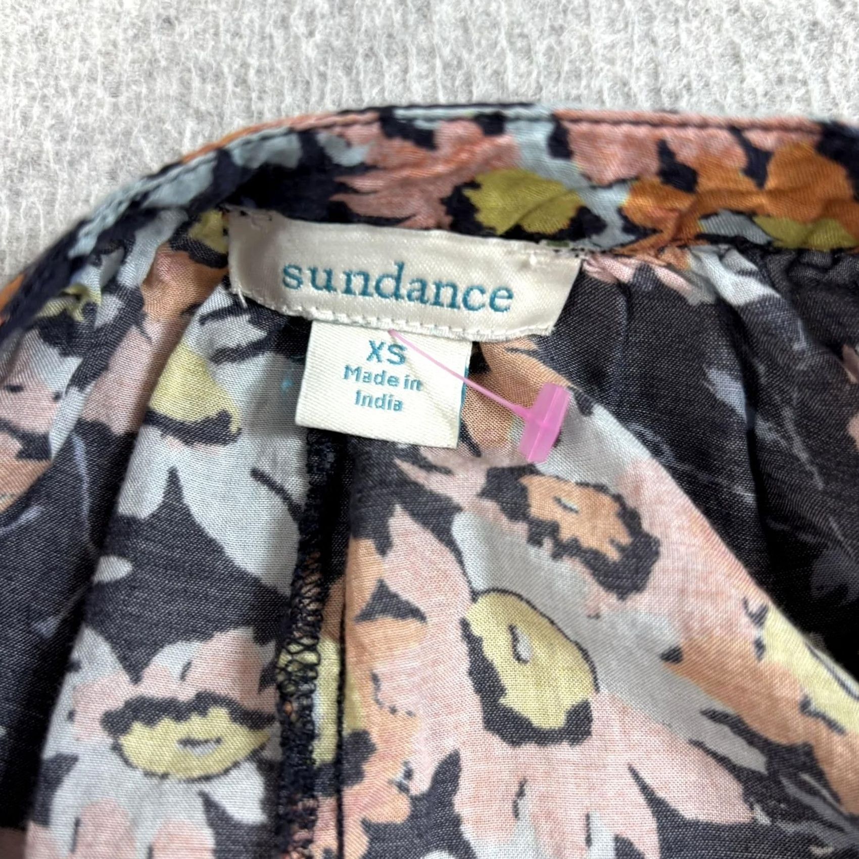Vintage Sundance Dress Women XS Blue Floral Maxi Ruffle Sundress Boho Lined Tiered Long Cap Sleeve V-Neck Pullover Size XS / US 0-2 / IT 36-38 - 3 Thumbnail