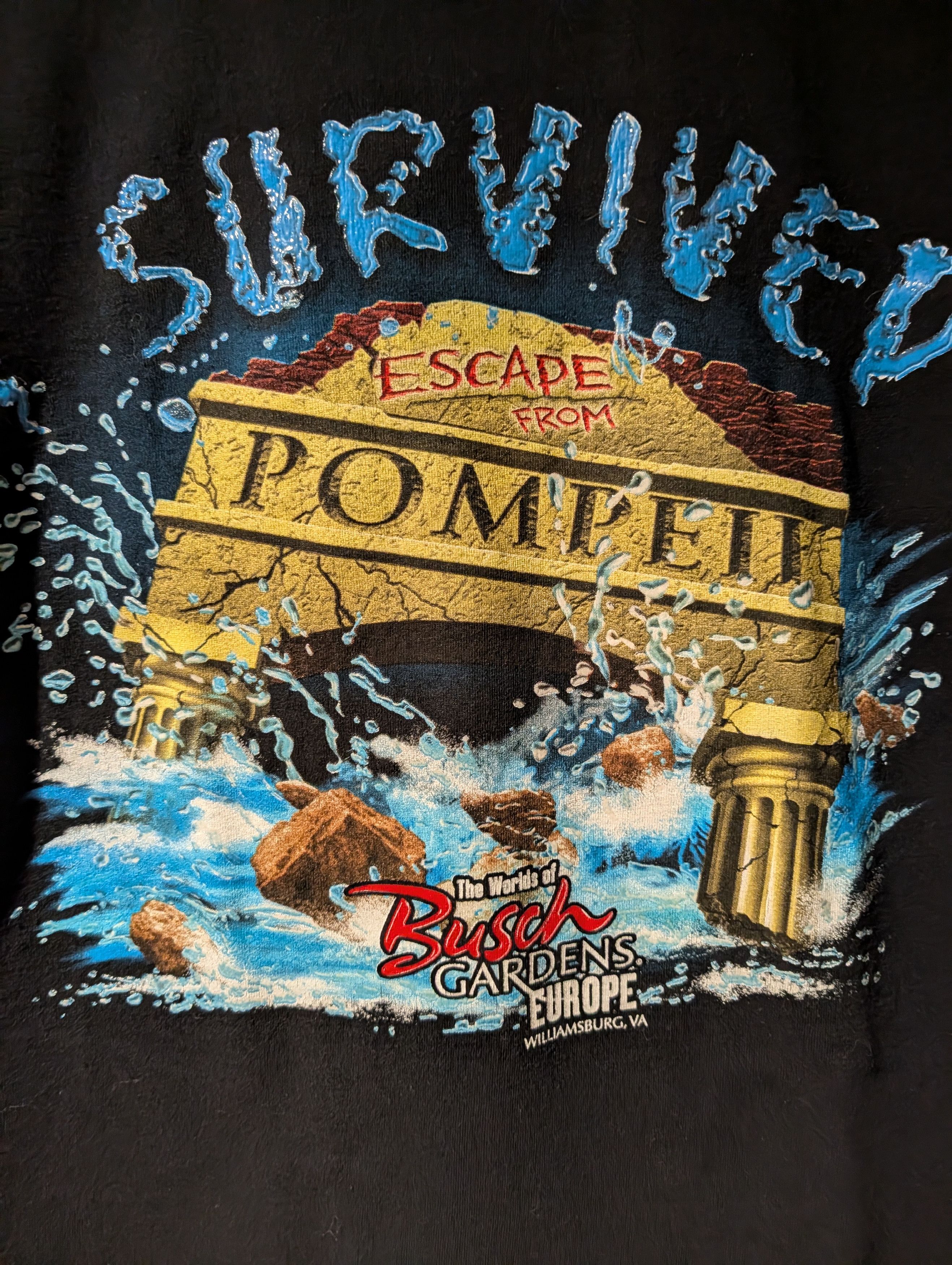 Anvil Vintage Busch Garden Amuse Survived Escape Pompeii T-Shirt Size US XL / EU 56 / 4 - 2 Thumbnail