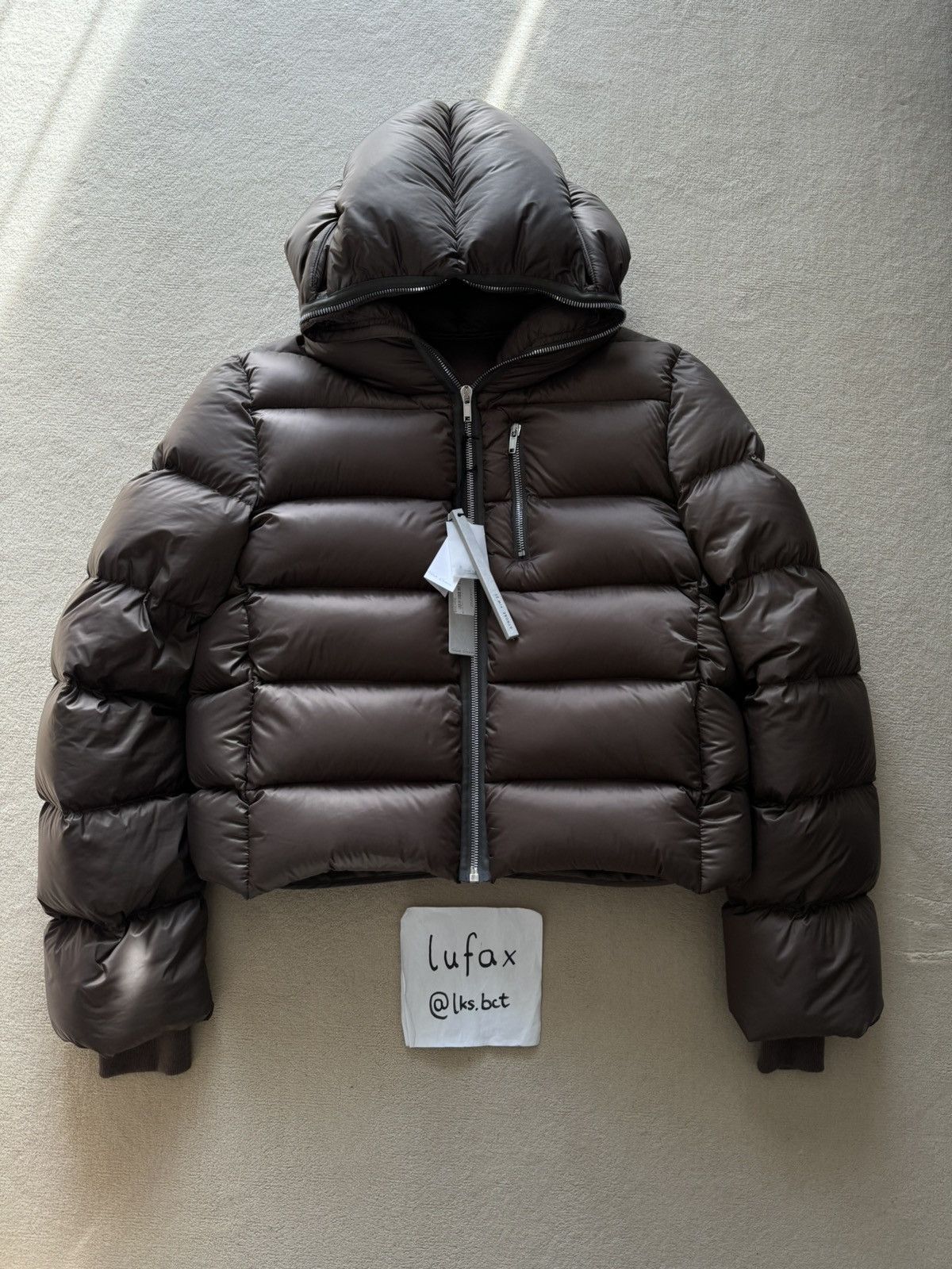 image of Rick Owens New | Fw22 Runway Gimp Puffer Down Jacket Fullzip Dust 52 in Dark Dust (Size Large)