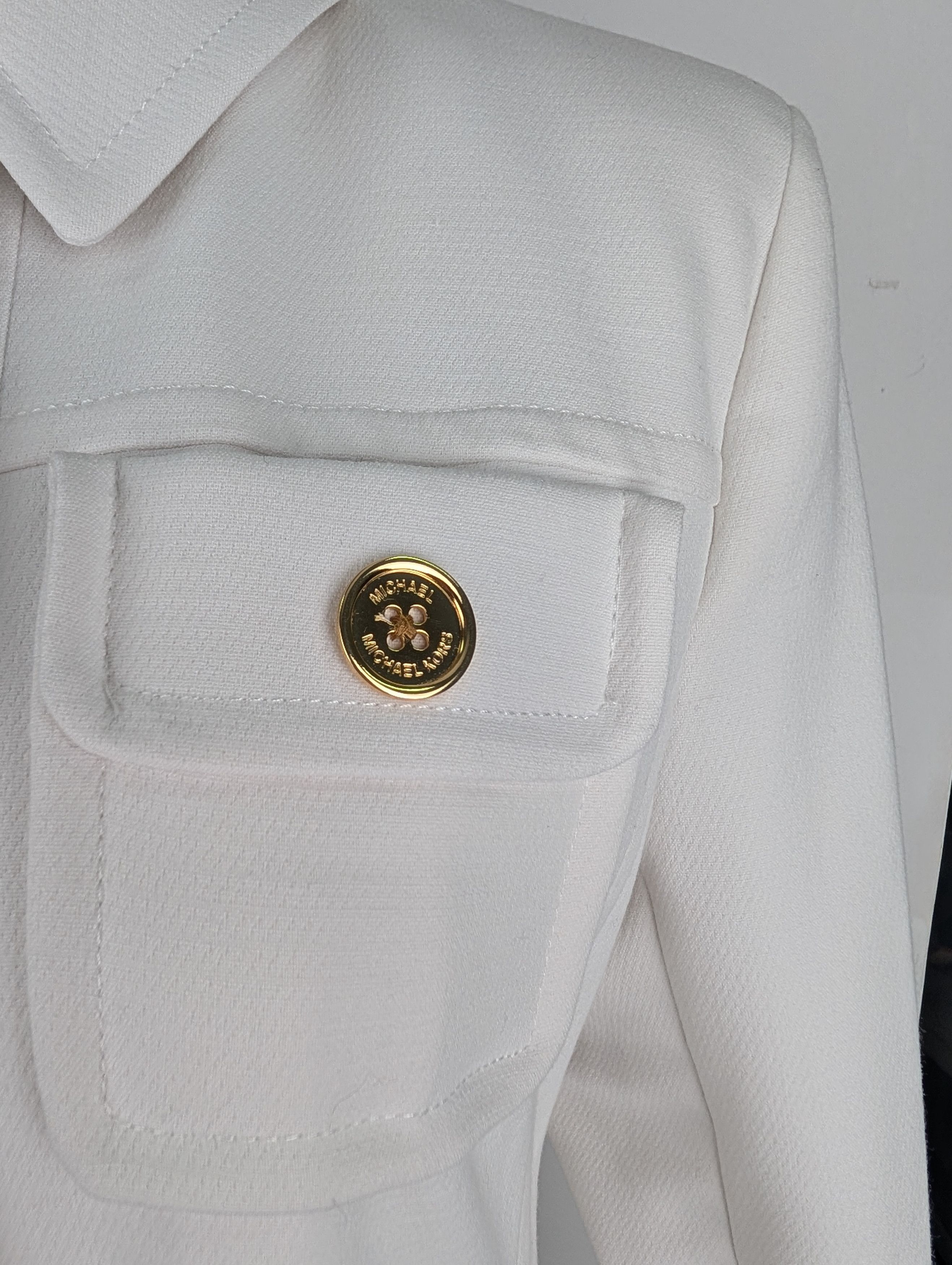 Michael Kors Michael Michael Kors White Long Coat With Gold Buttons Size L / US 10 / IT 46 - 3 Thumbnail
