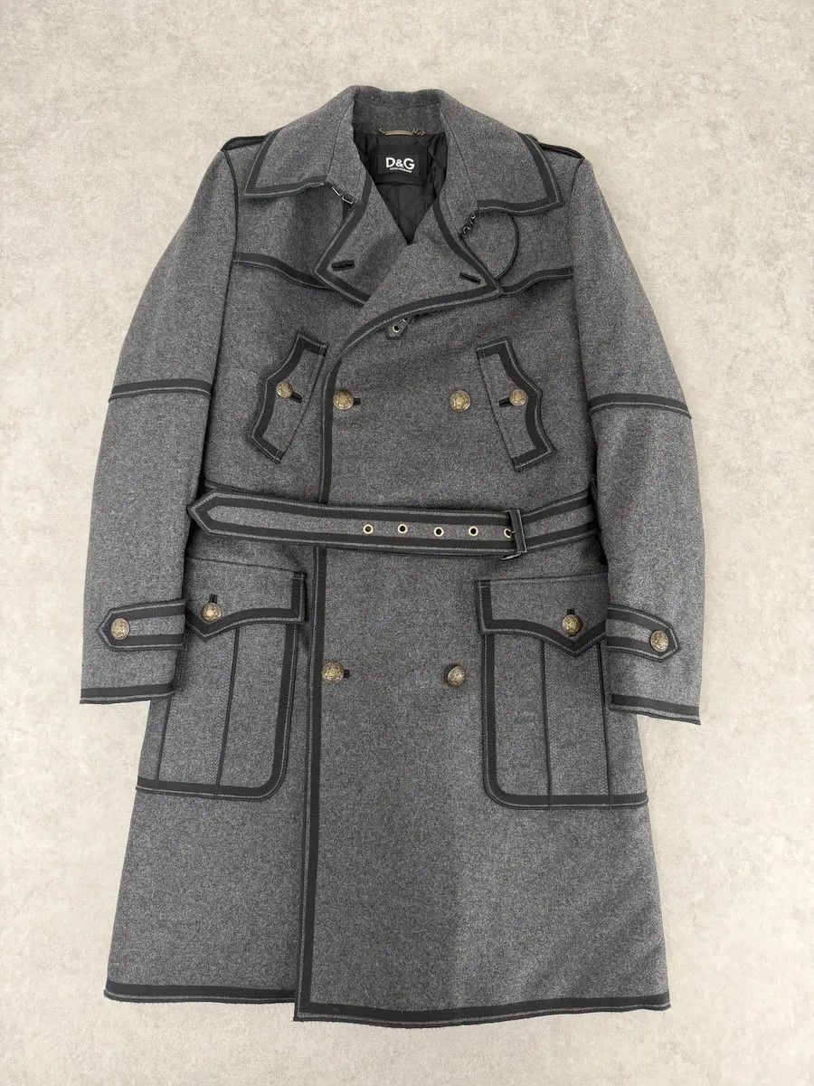 Dolce & Gabbana AW2009 Dolce & Gabbana Grey Wool Officer Trench Coat Size US M / EU 48-50 / 2 - 1 Thumbnail