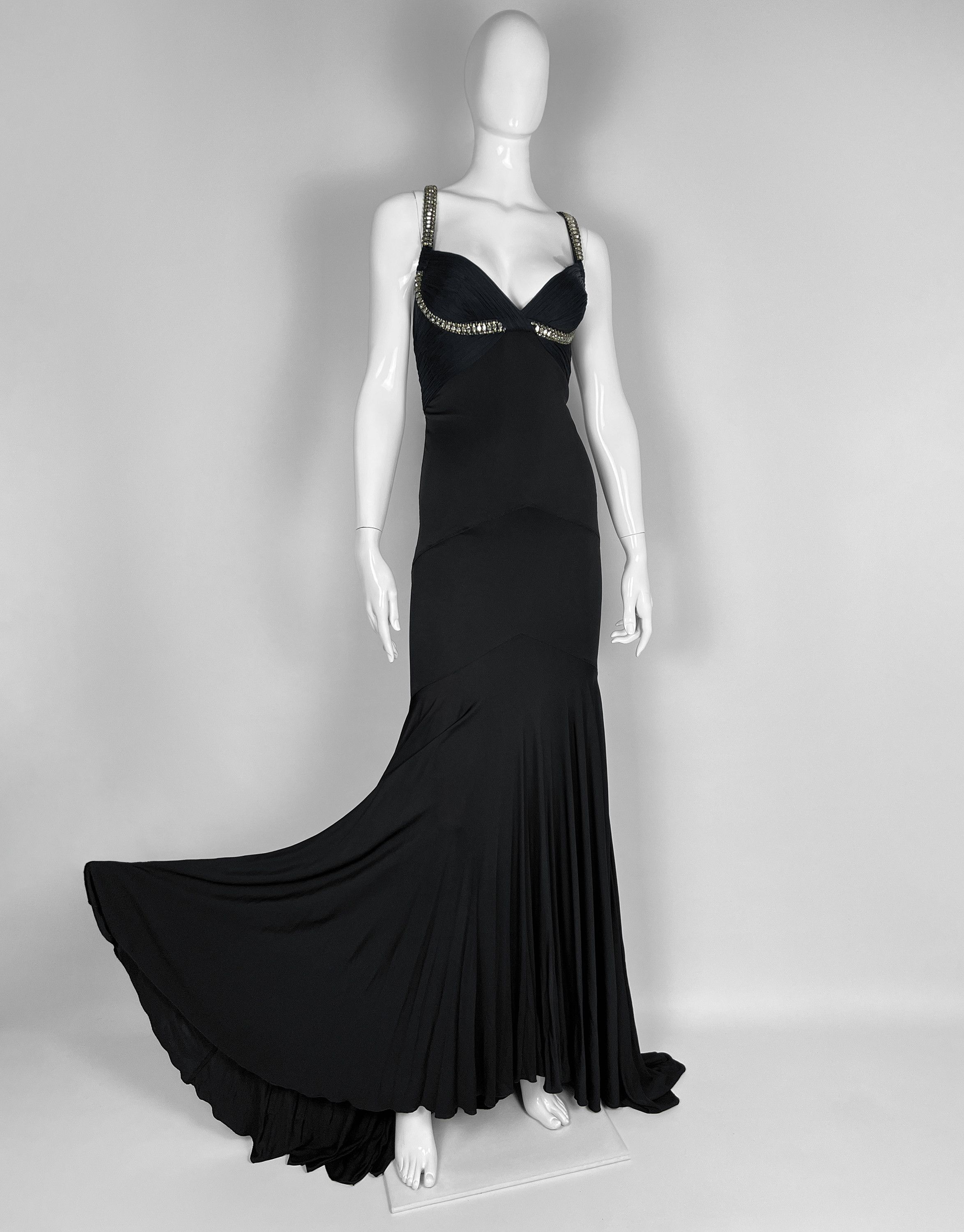 Roberto Cavalli S/S 2007 ARCHIVE PLEATED DRESS WITH DRAMATIC CRYSTAL GOWN Size S / US 4 / IT 40 - 2 Thumbnail