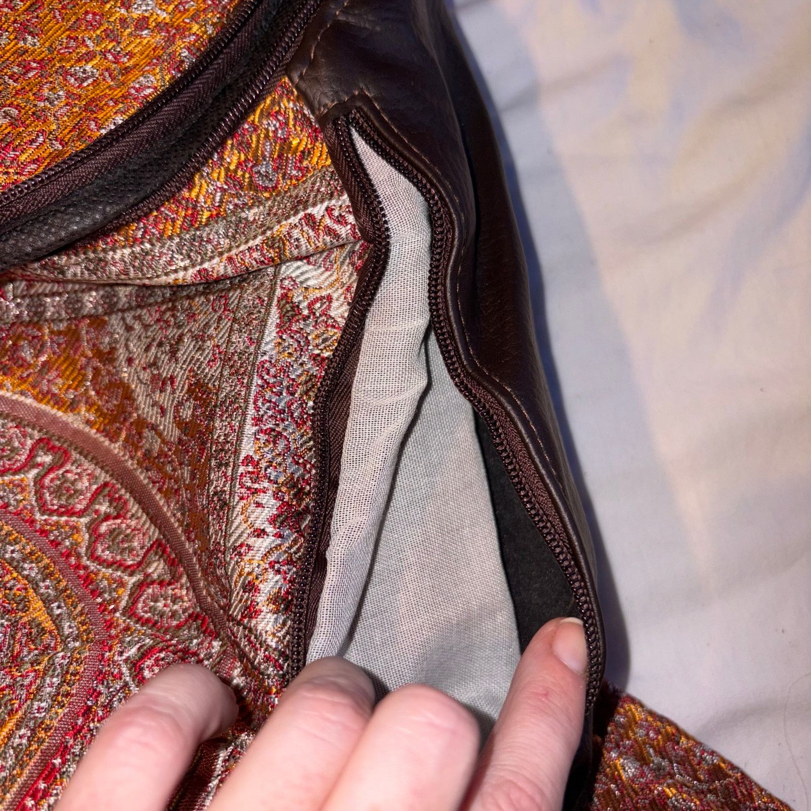 Handmade in Pakistan Boho Backpack Tapestry FauxLeather Trim