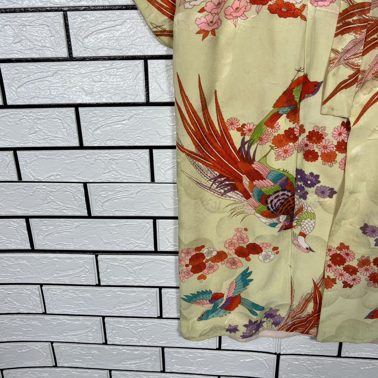 Japanese Brand Vintage Kimono Motif Design Phoenixes Florals #4152-C190 Size M / US 6-8 / IT 42-44 - 7 Thumbnail
