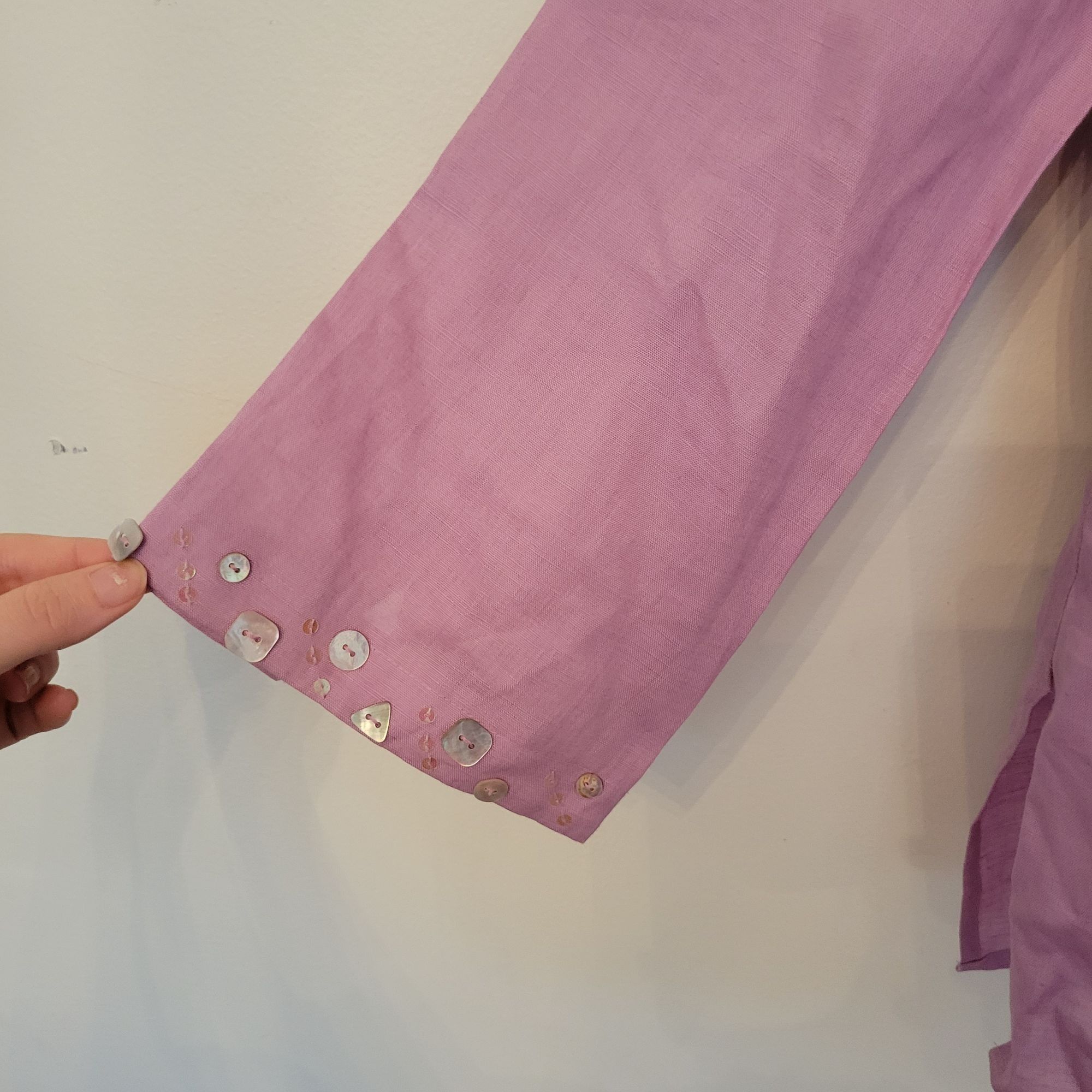Vintage Richard Malcolm S Purple Irish Linen Top Shell Button Accent Size S / US 4 / IT 40 - 7 Thumbnail