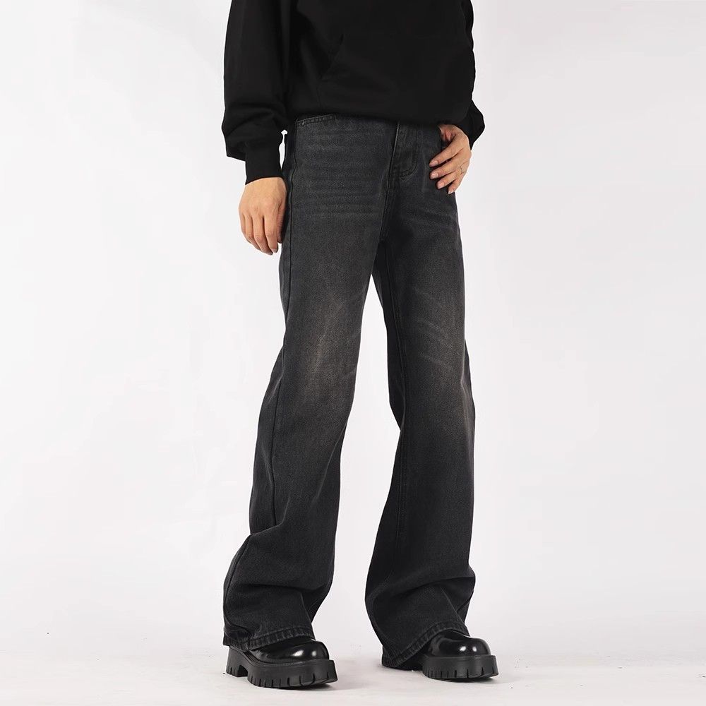 Japanese Brand × Jean Letter Embroidery Distressed Flare Faded Black Jeans Size US 35 - 4 Thumbnail