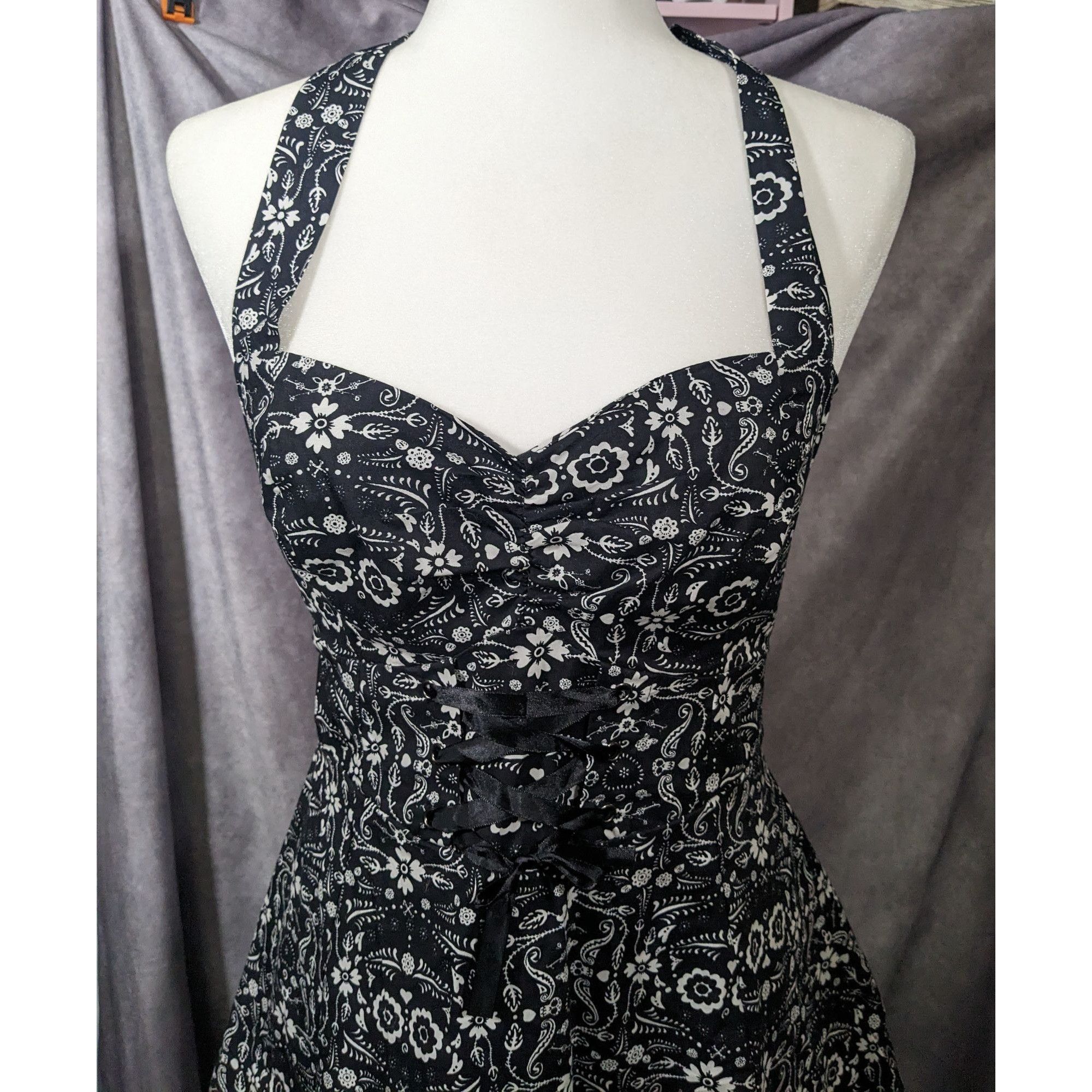 Other Hot Topic Book Of Life Black Floral Skeleton Halter Dress Si Size L / US 10 / IT 46 - 9 Thumbnail